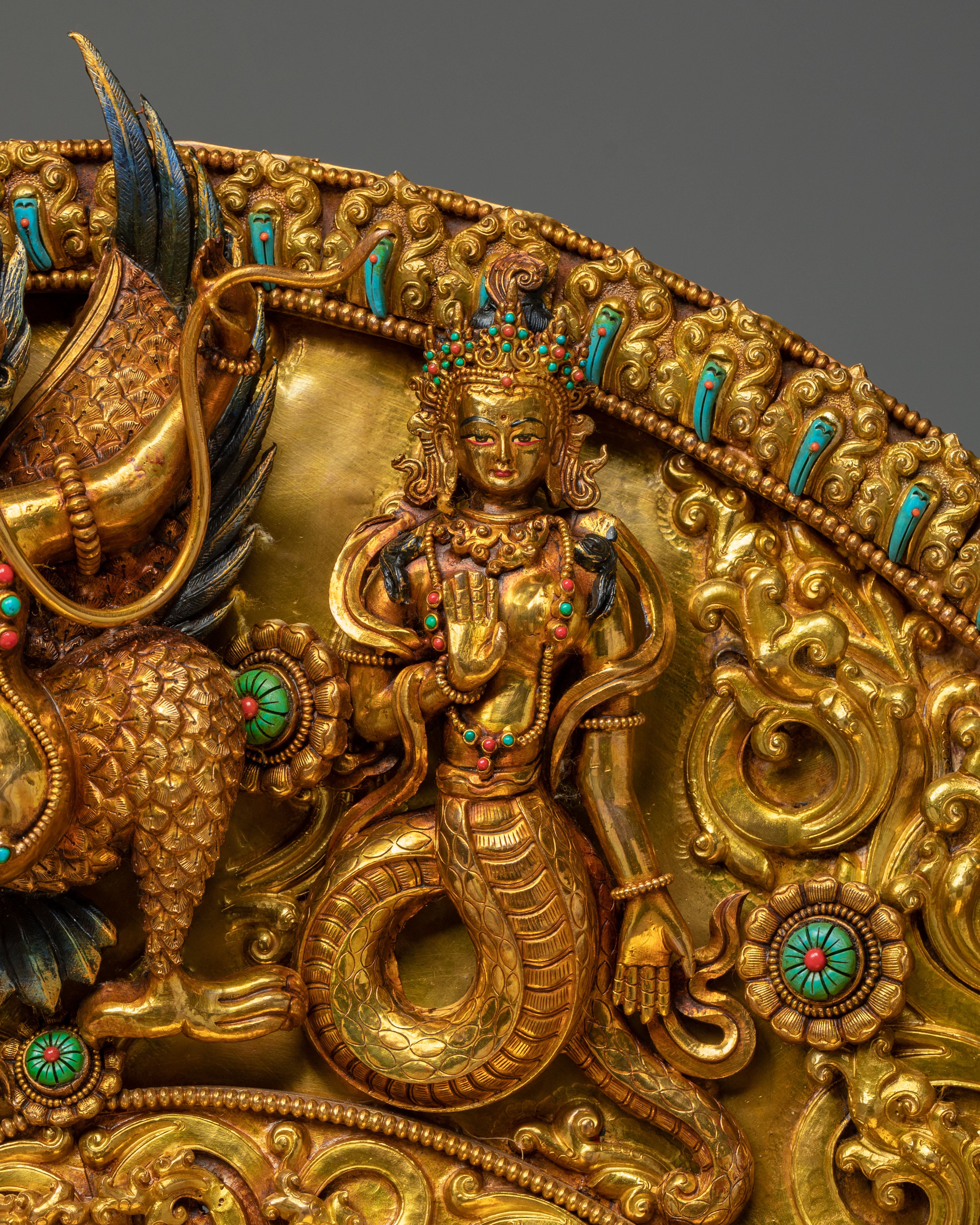 Tathagata Crown Shakyamuni Buddha on Throne Statue