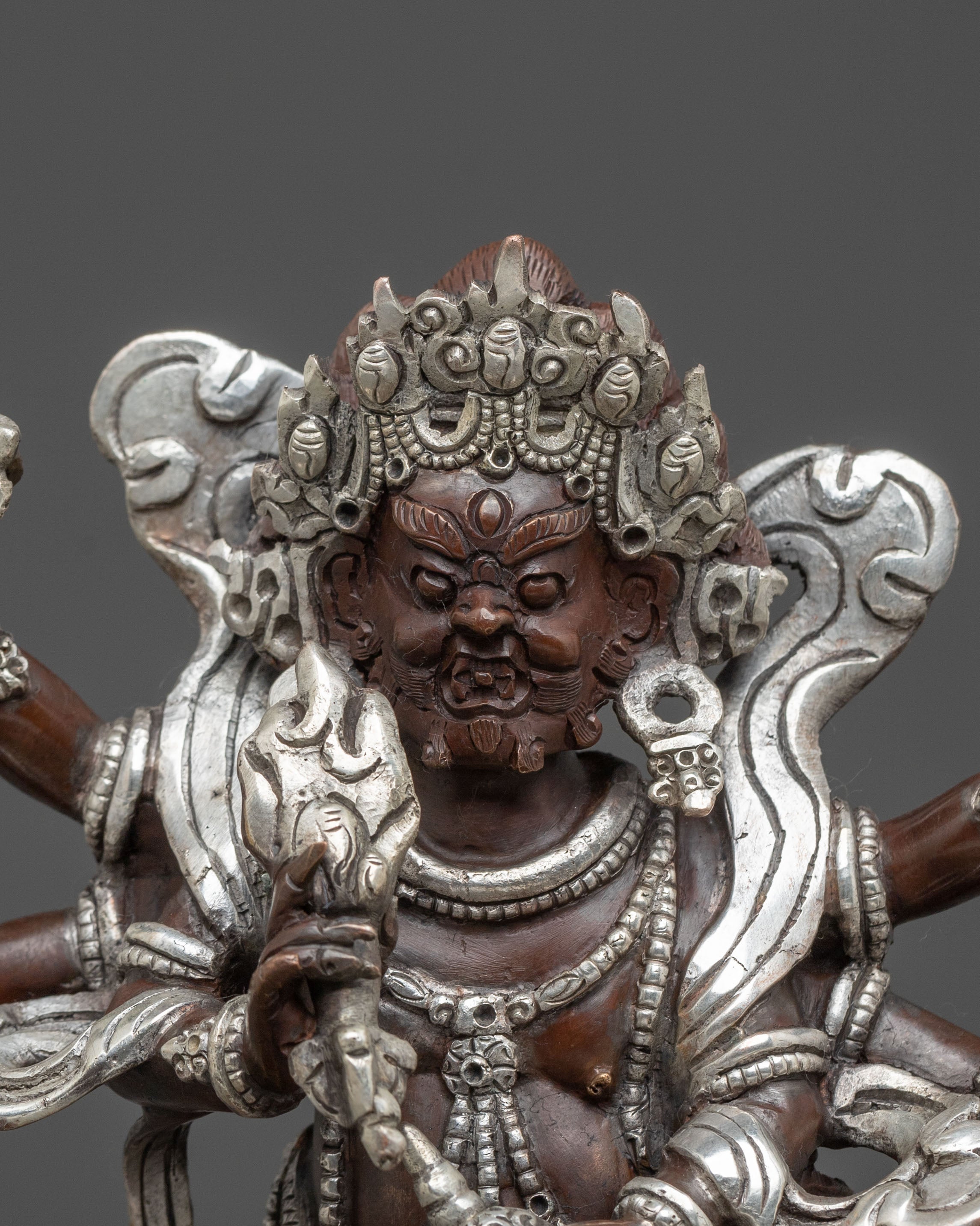 White Mahakala Sacred Statue | Protector Figure