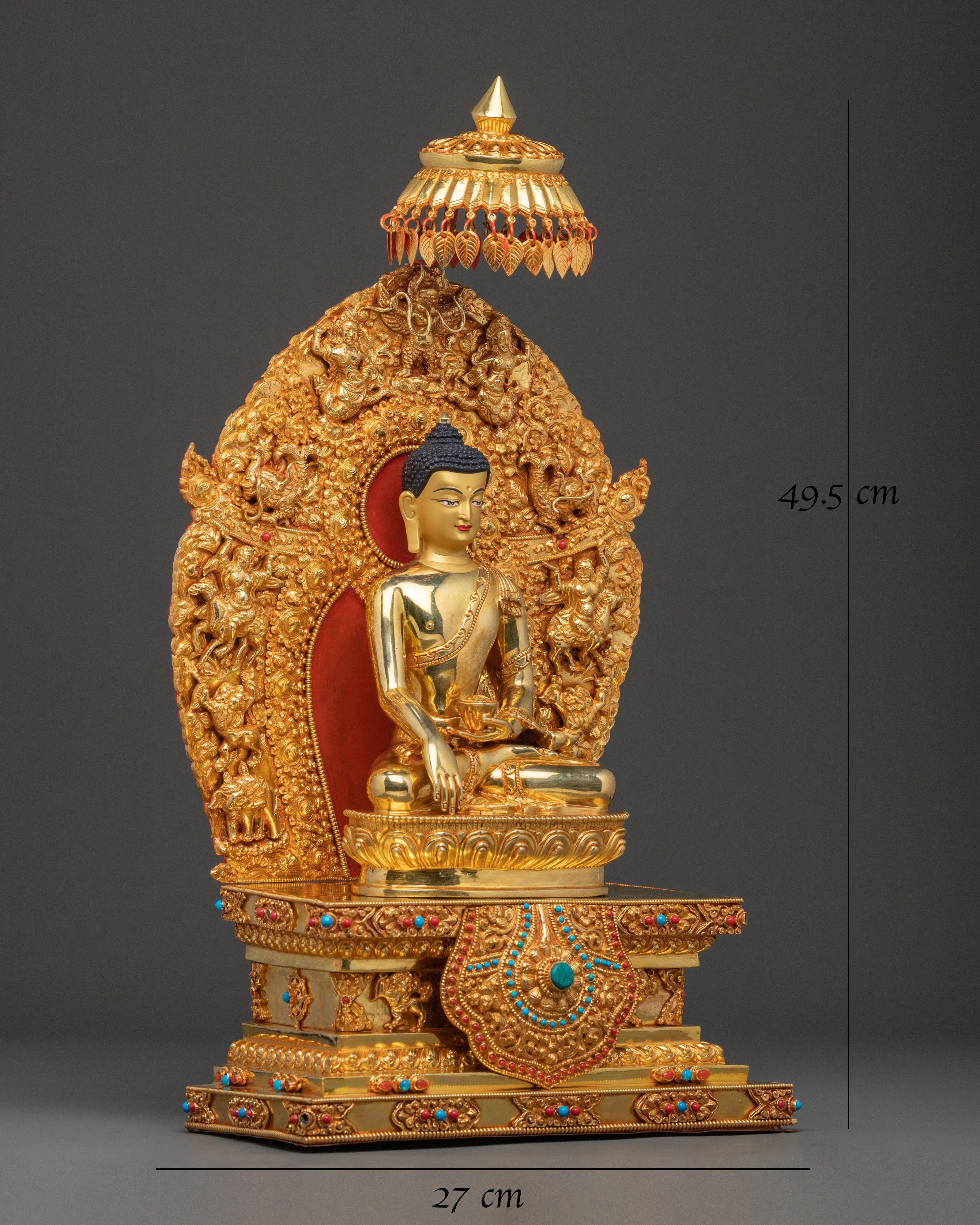 Shakyamuni Buddha Sacred Statue with Throne | Spiritual Altar