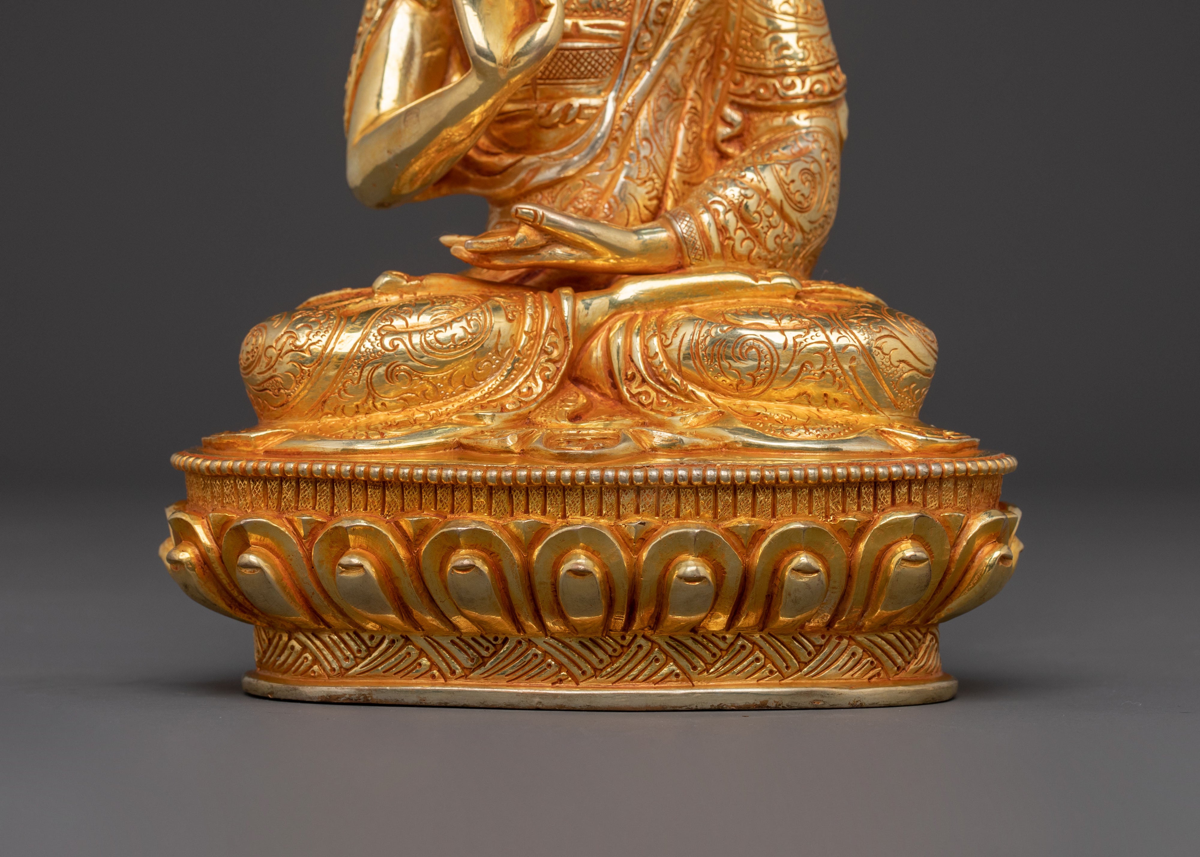 Tsongkhapa with Disciples 24K Gold Gilded Statue