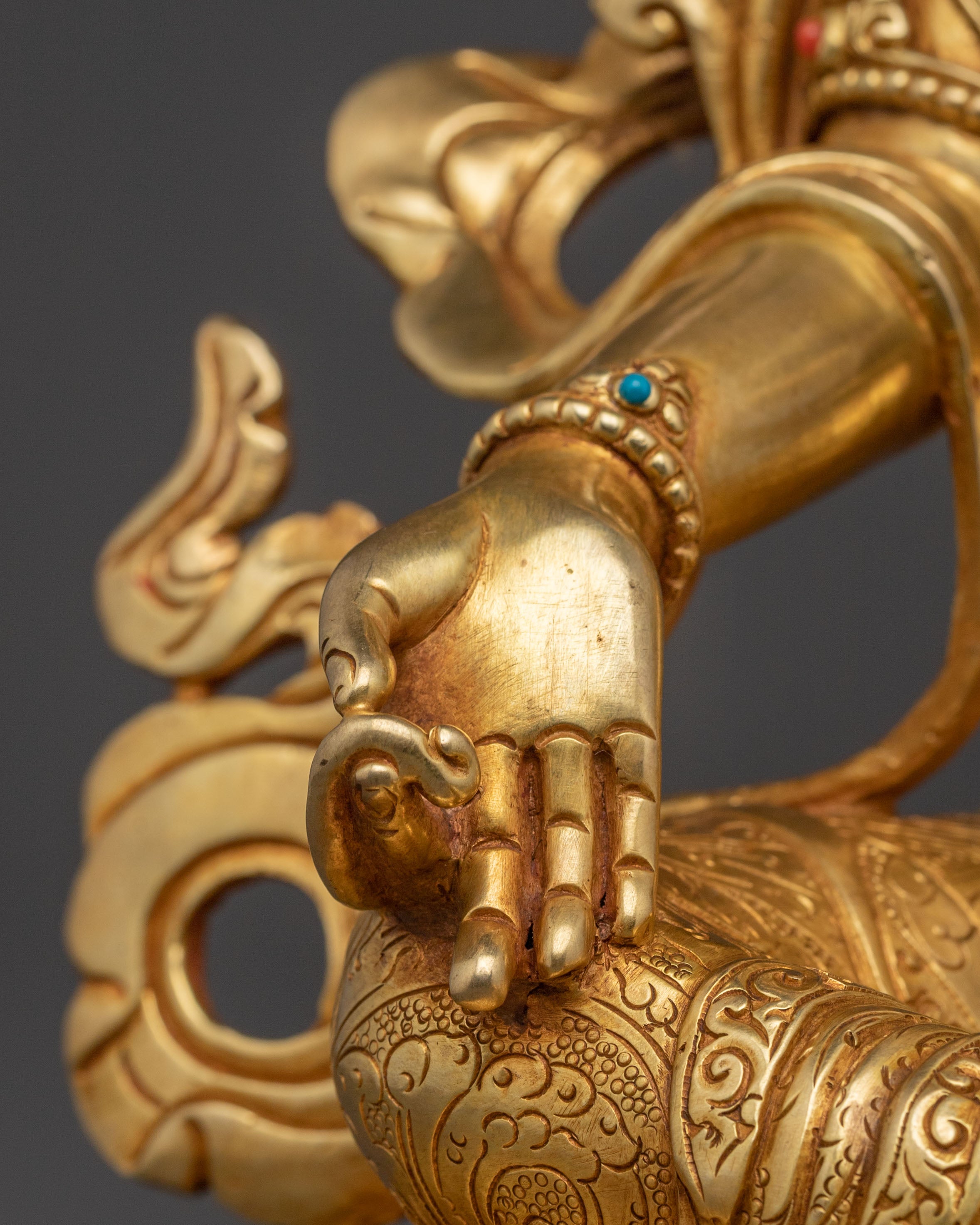 Green Tara Enlightened Mother Statue - 24K Gold Gilded