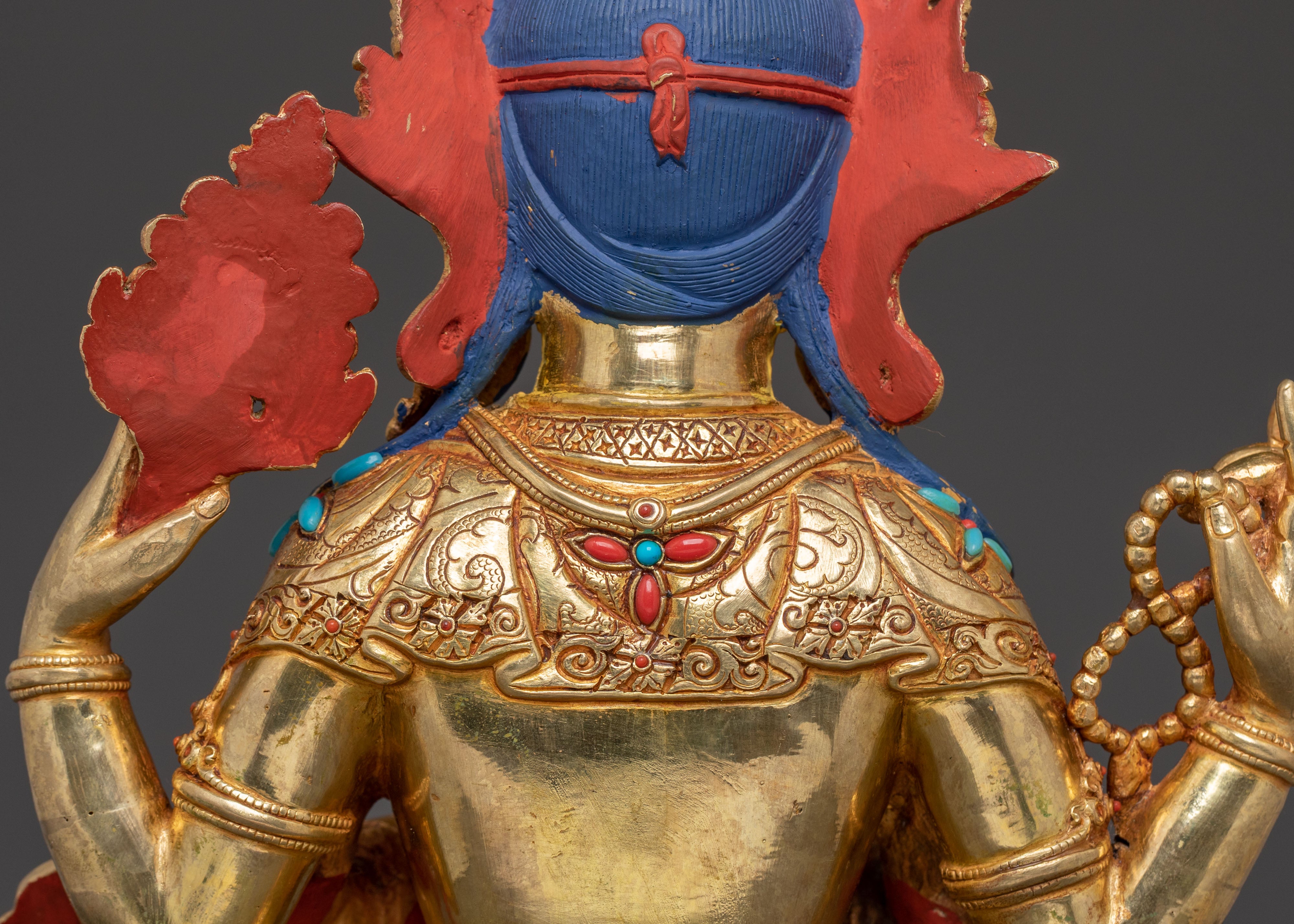 Bodhisattva Chenrezig Sacred Statue – Hand-Gilded Copper Statue