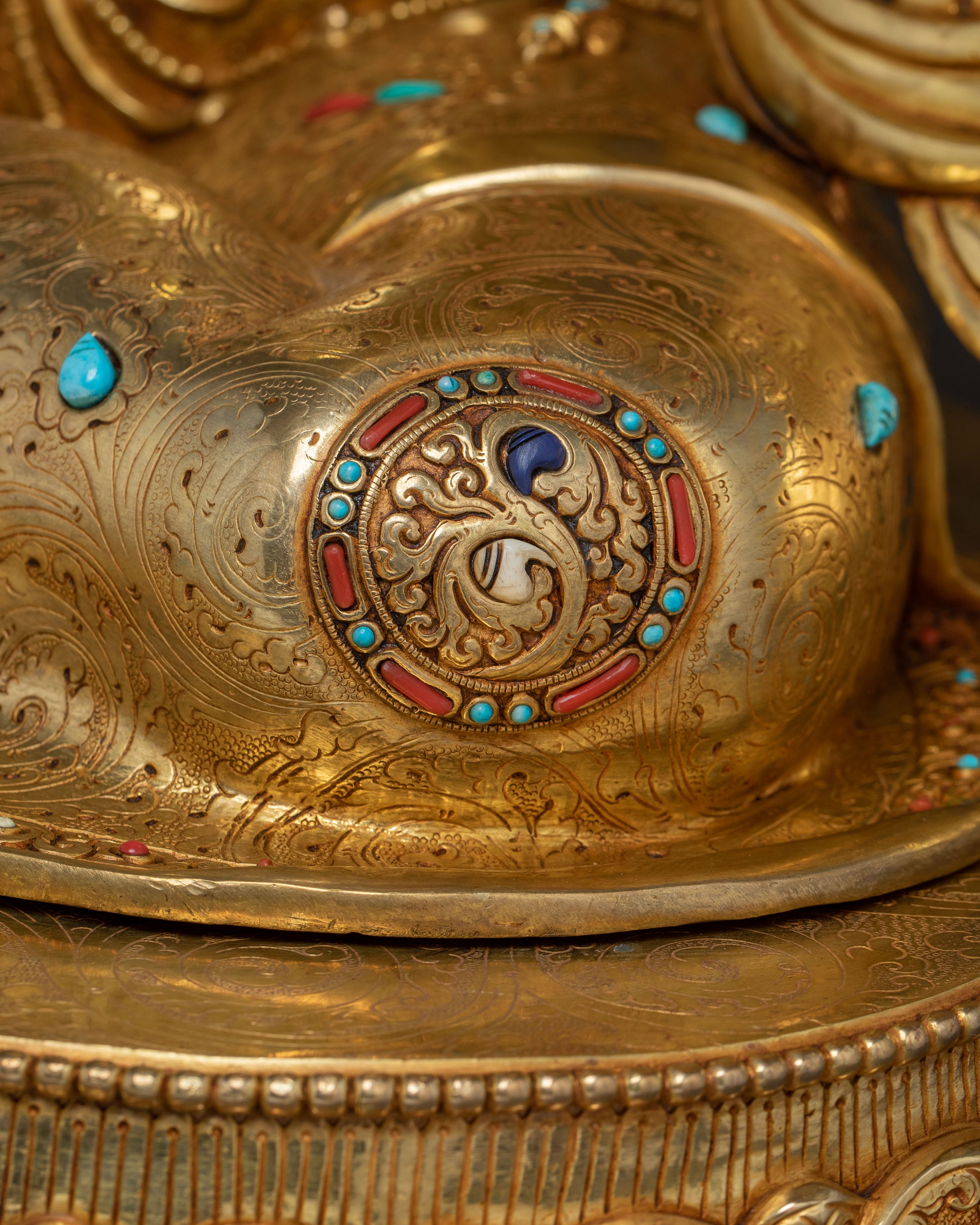 Life Size Green Tara Statue - 24K Gold Gilded