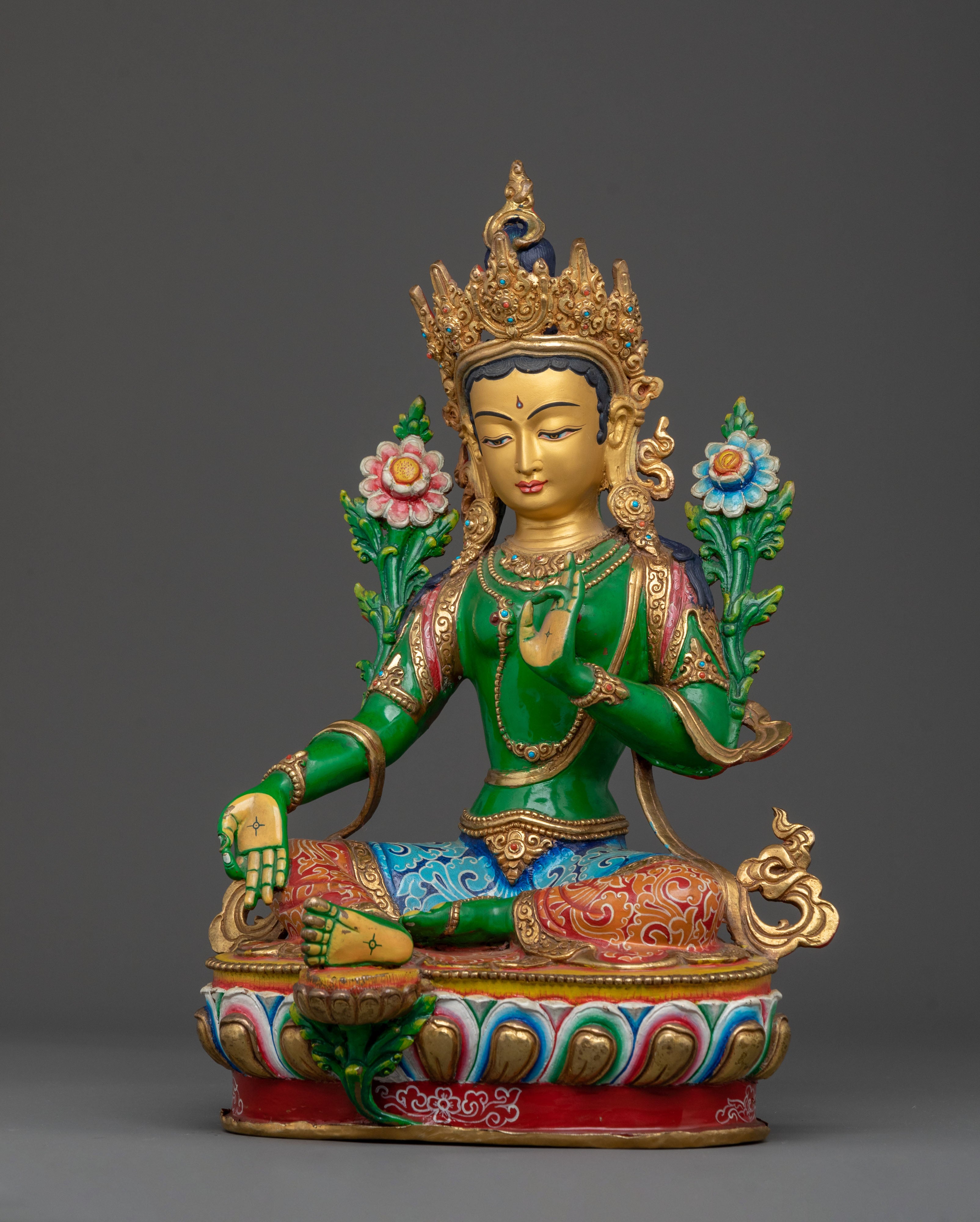 Green Tara: Hand-Gilded Meditation Statue | Home Decor