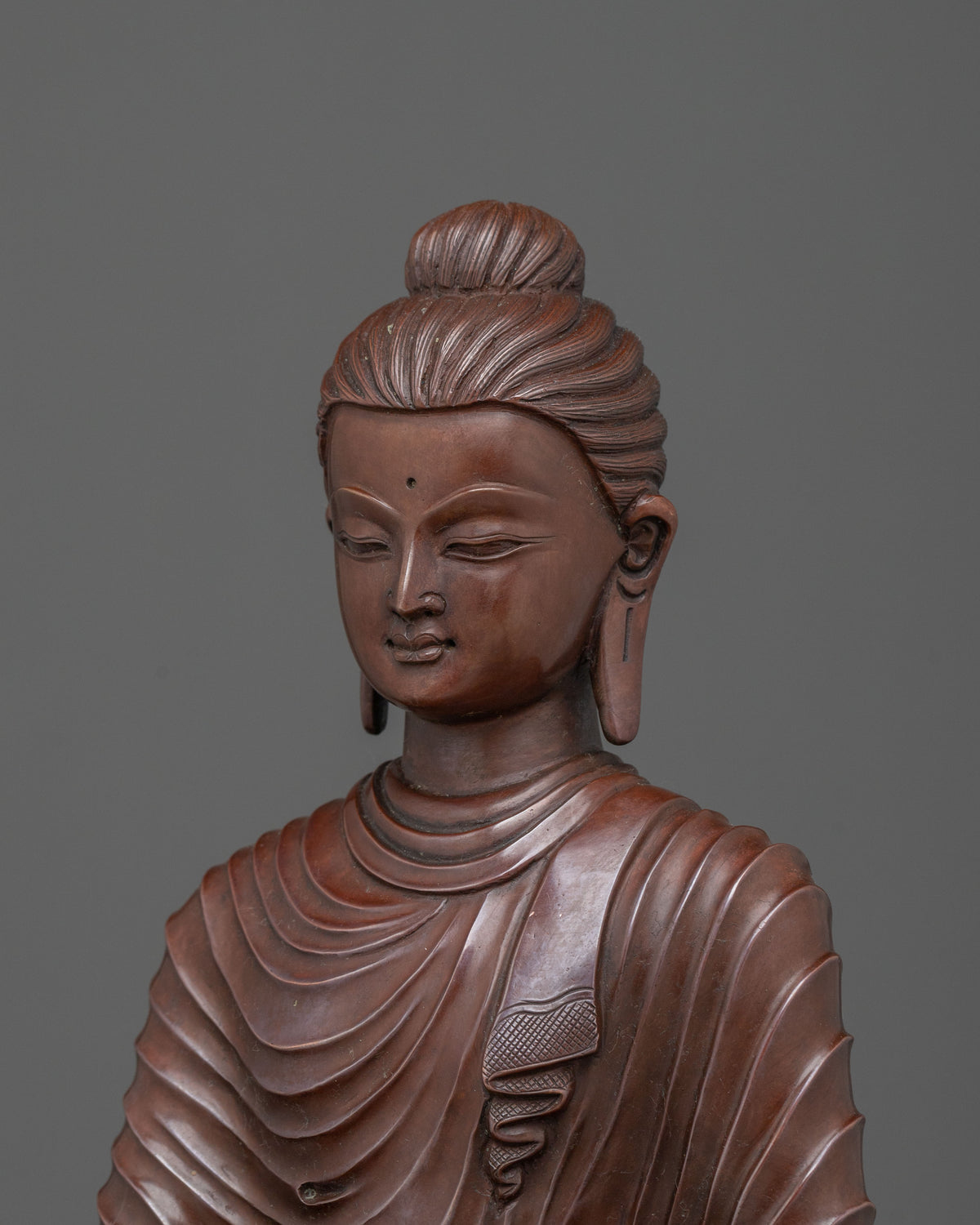 Shakyamuni Buddha Oxidized Statue on Throne | Home Decor