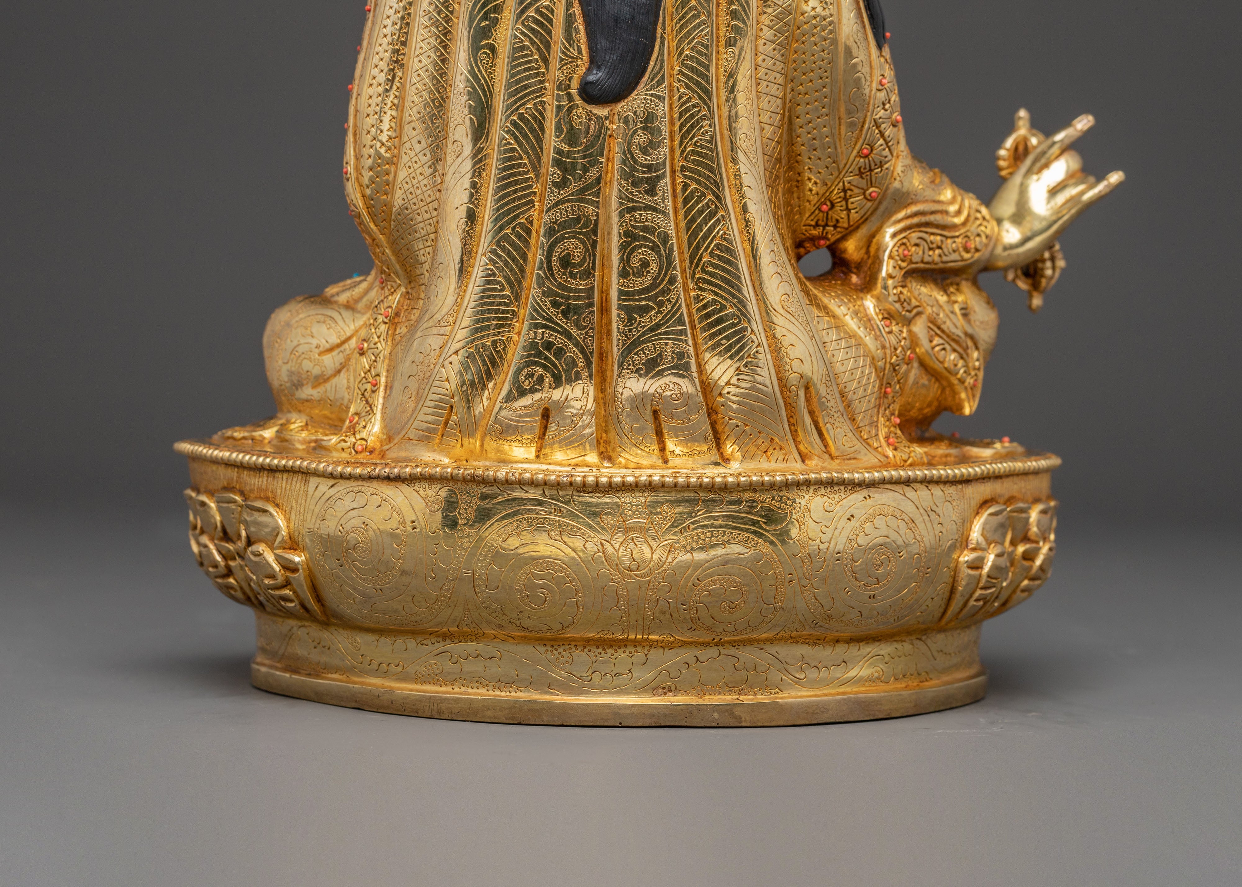 Guru Rinpoche Handcrafted Statue | 24k Gold Gilded Sculpture
