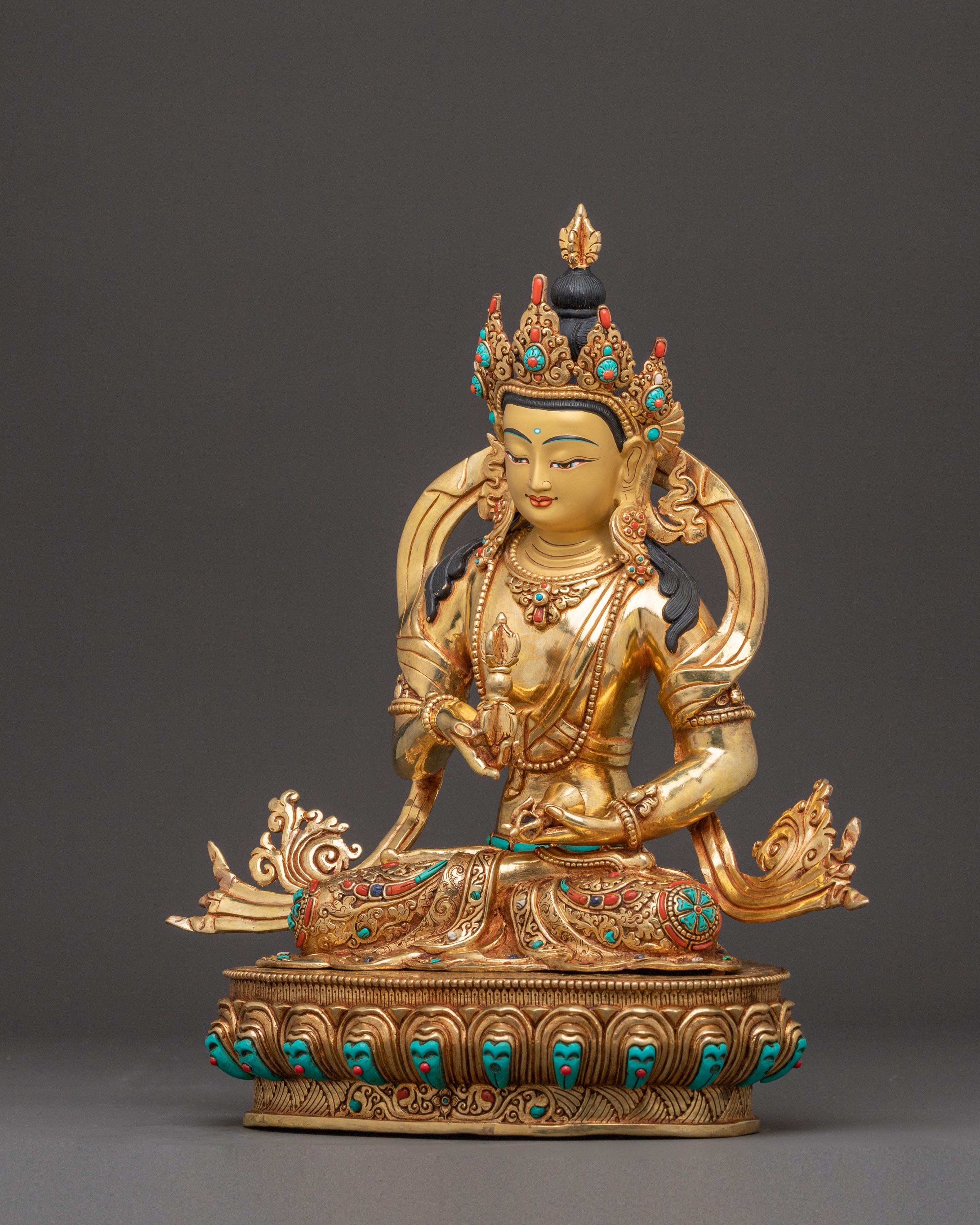 Vajrasattva Buddhist Blessing Statue – Radiant 24K Gold Masterpiece