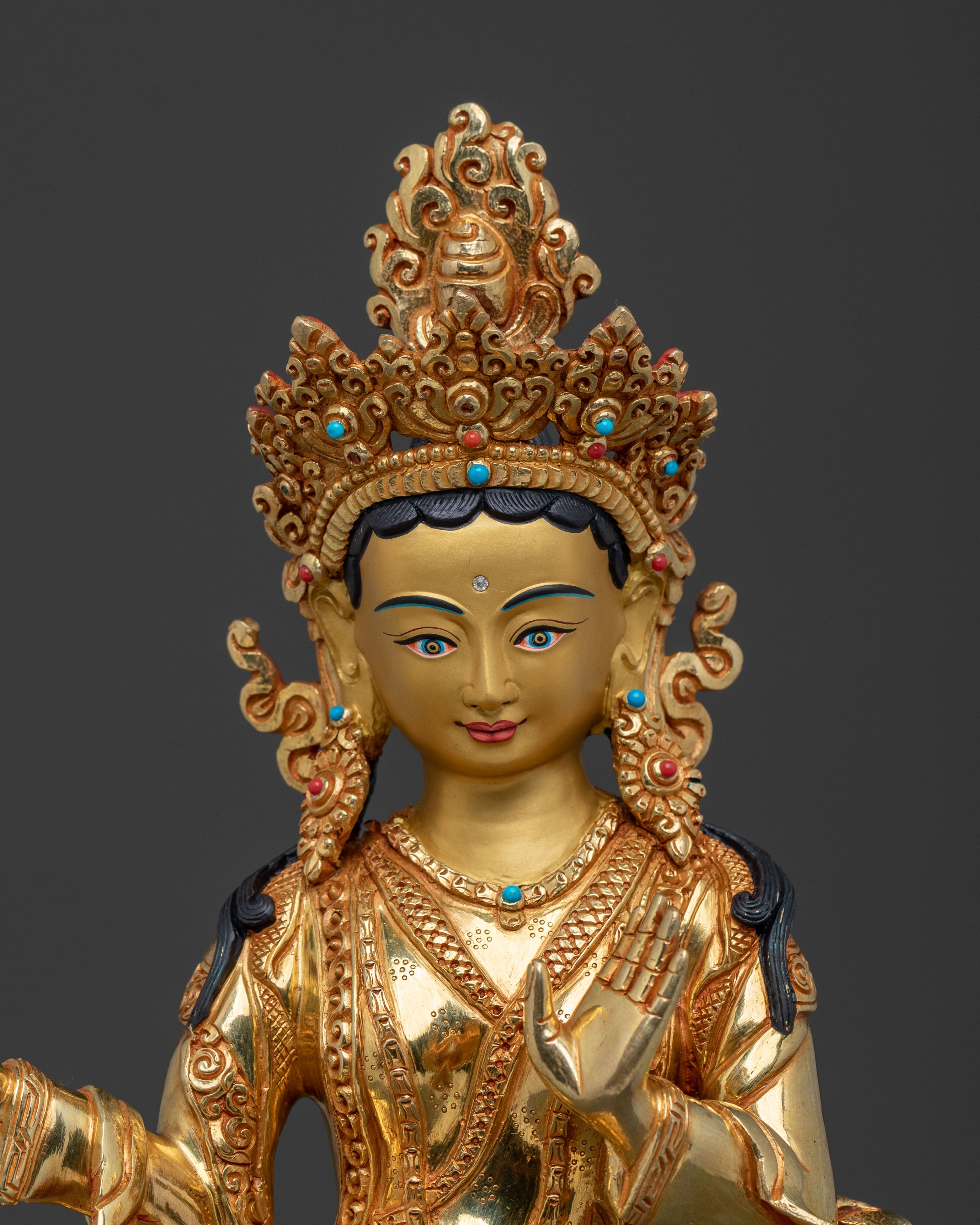 Yeshe Tsogyal: 24k Gold Gilded Sculpture