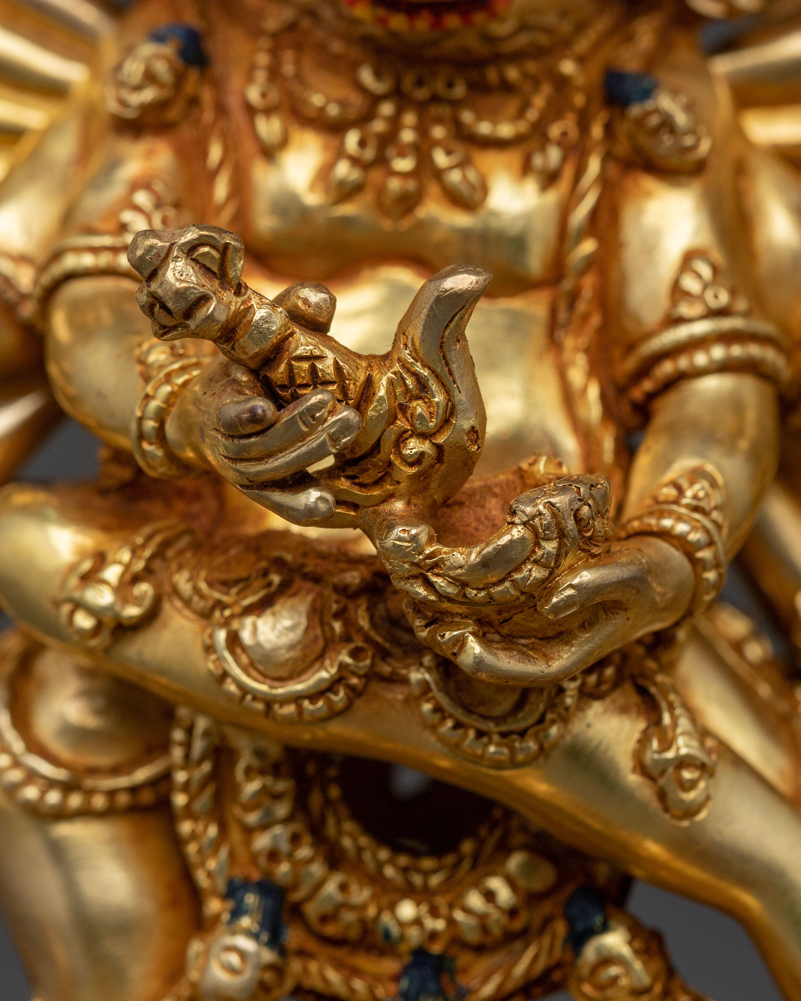 Yamantaka Buddhist Wrathful Deity Statue | 24K Gold Gilded