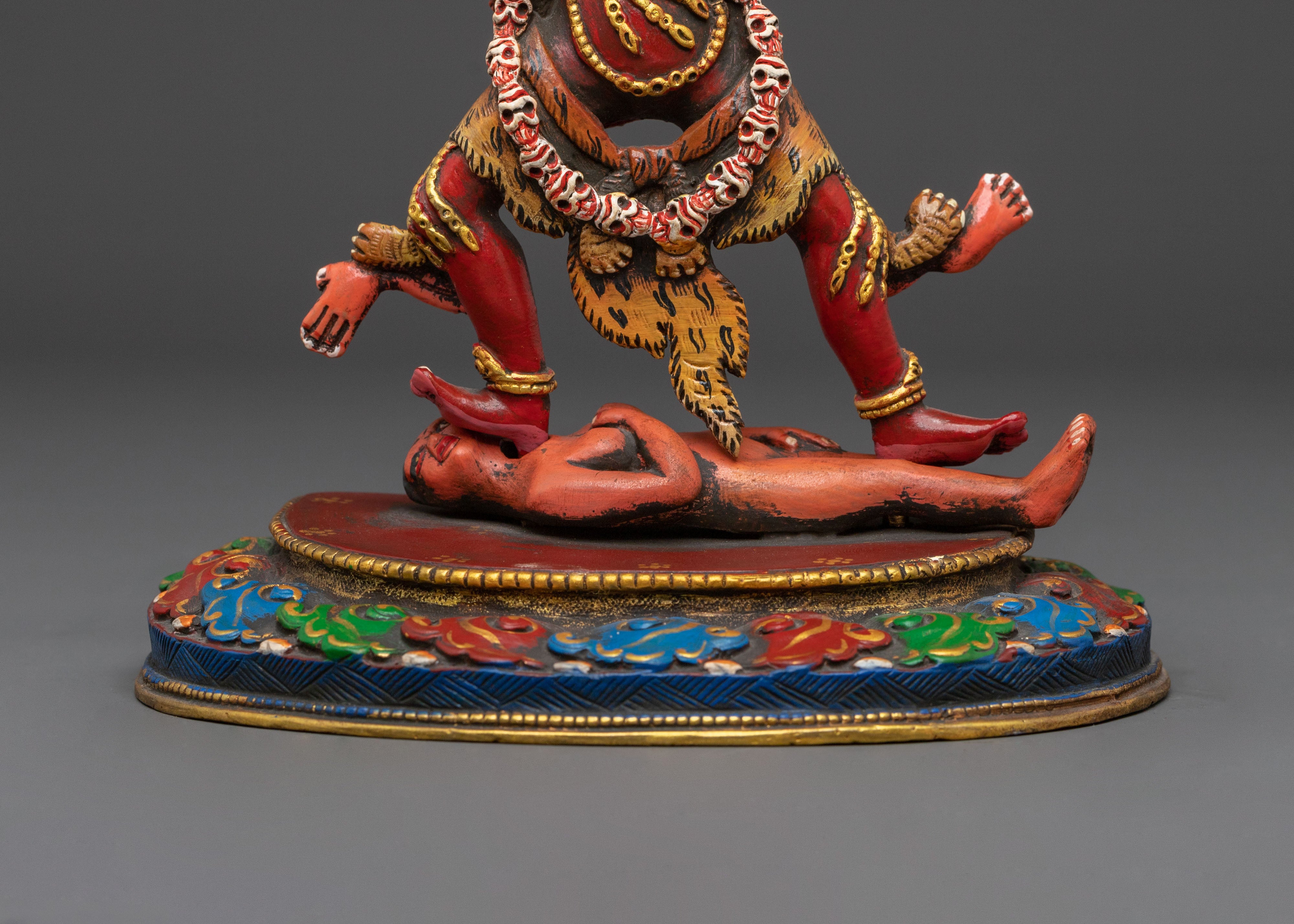 Ekajati Statue: Gold & Acrylic Painted Devotional Figurine
