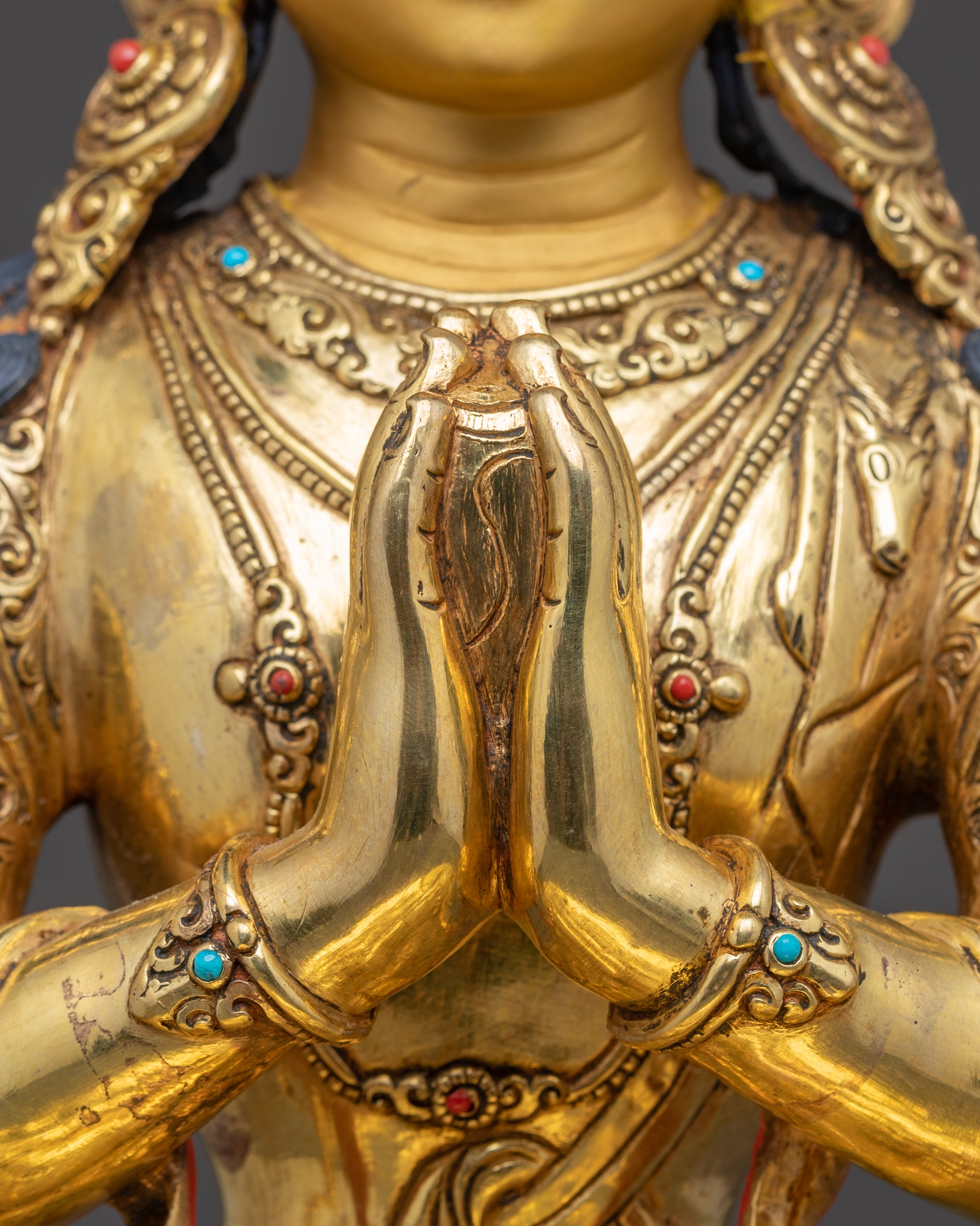 Handmade Golden Avalokiteshvara Statue | The Compassion Bodhisattva