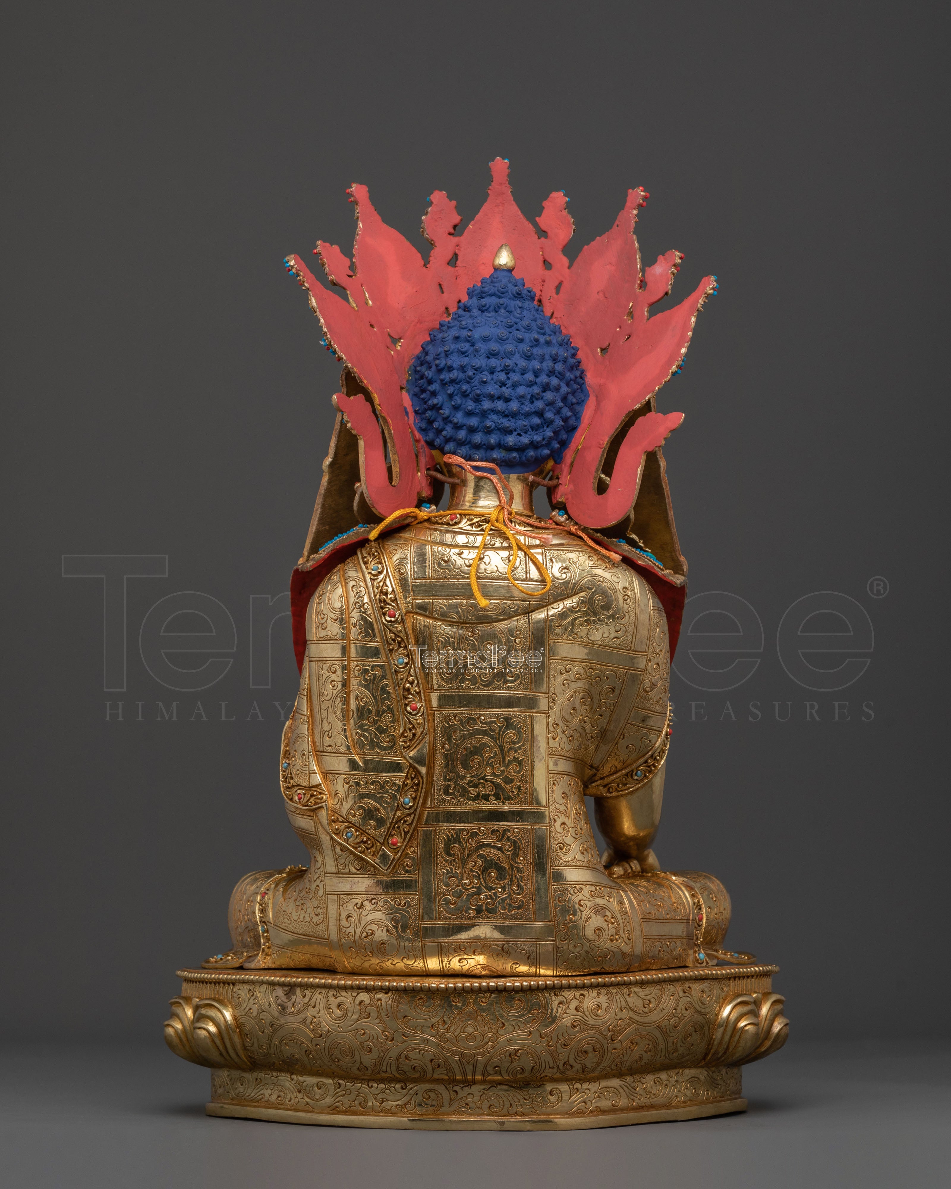 Crown Shakyamuni Buddha Magnificient Statue in Gilded Gold