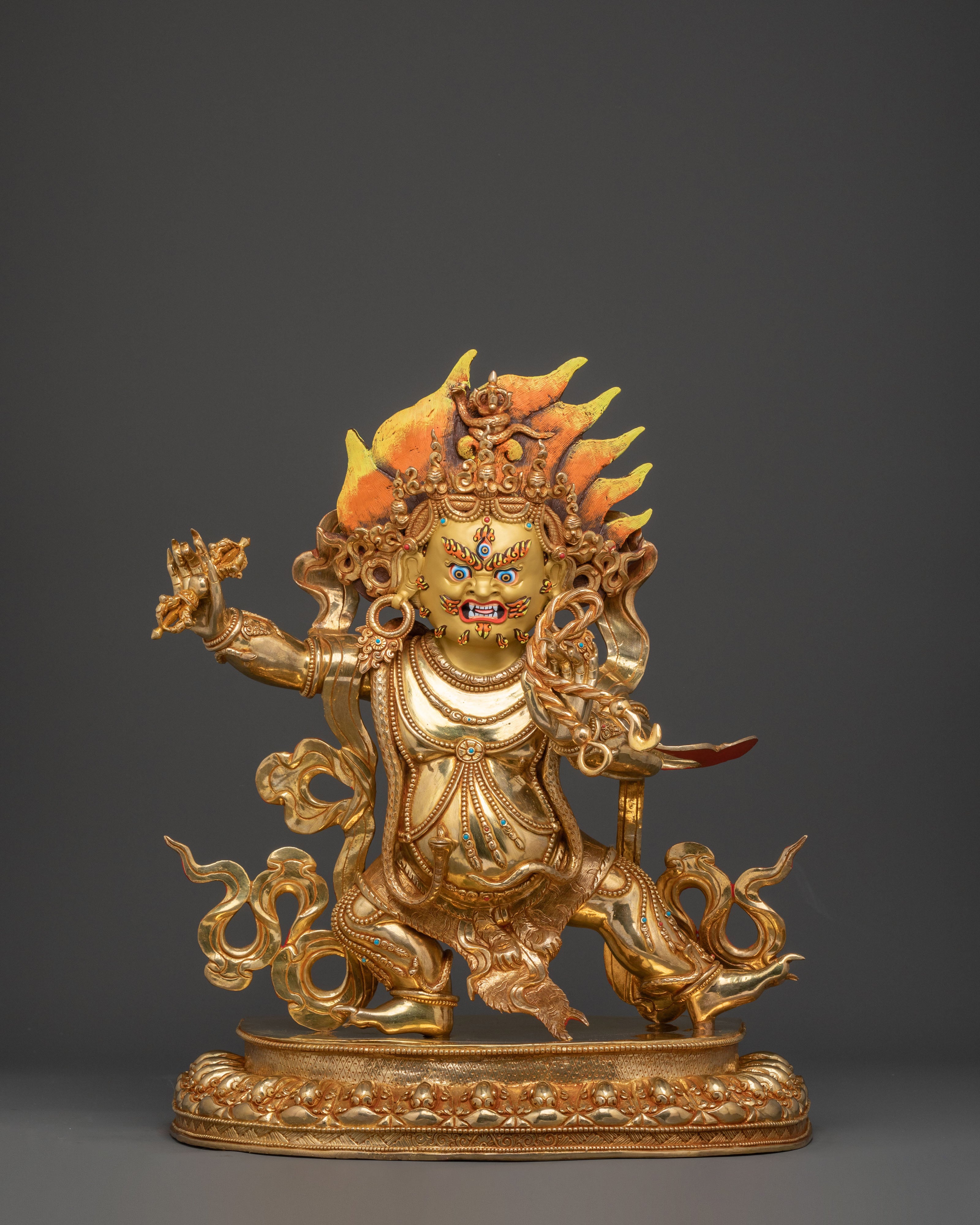 Vajrapani: Electrifying 24K Gold Gilded Sculpture