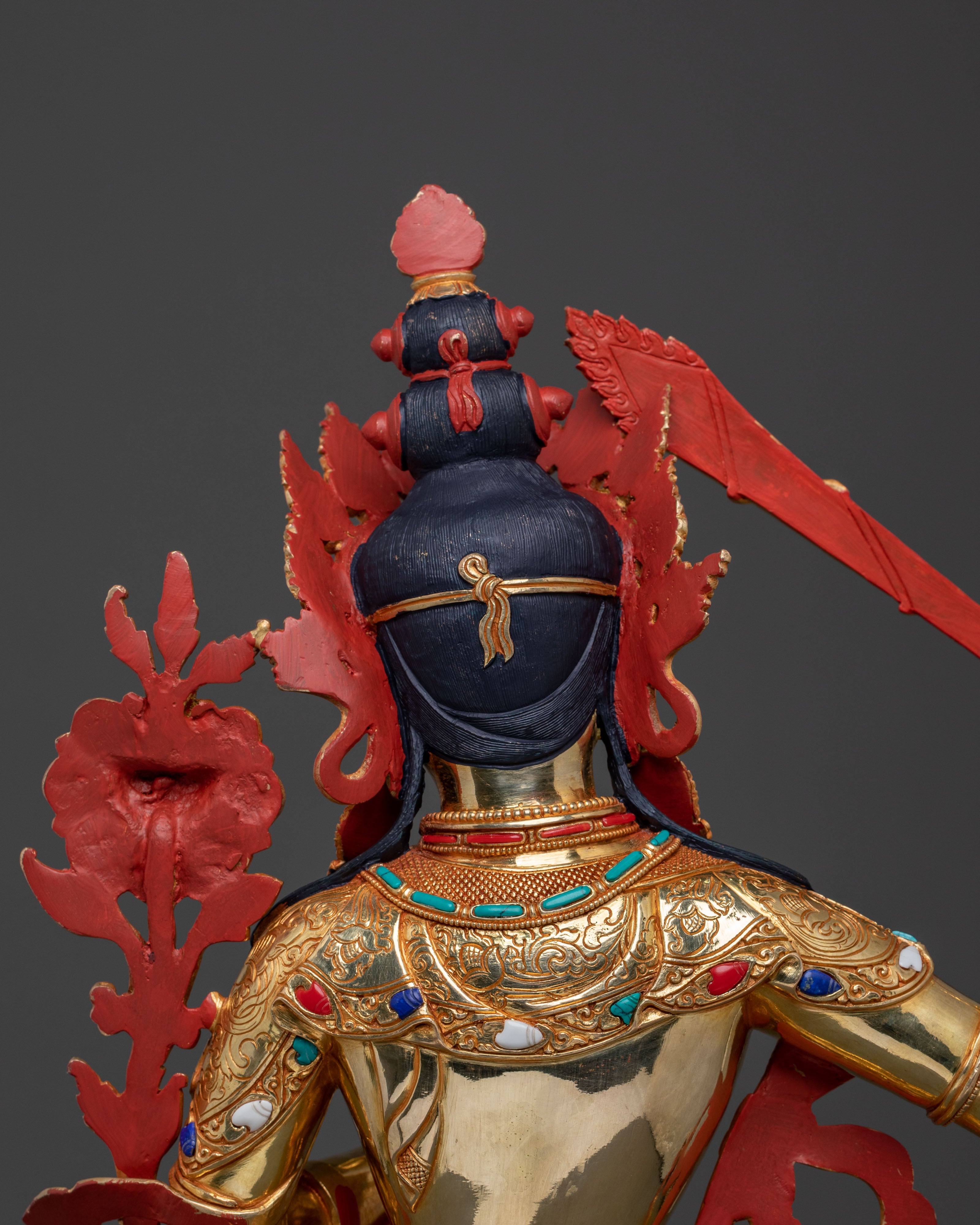 Manjushri: 24K Gold Gilded Buddhist Bodhisattva Manjushri Statue