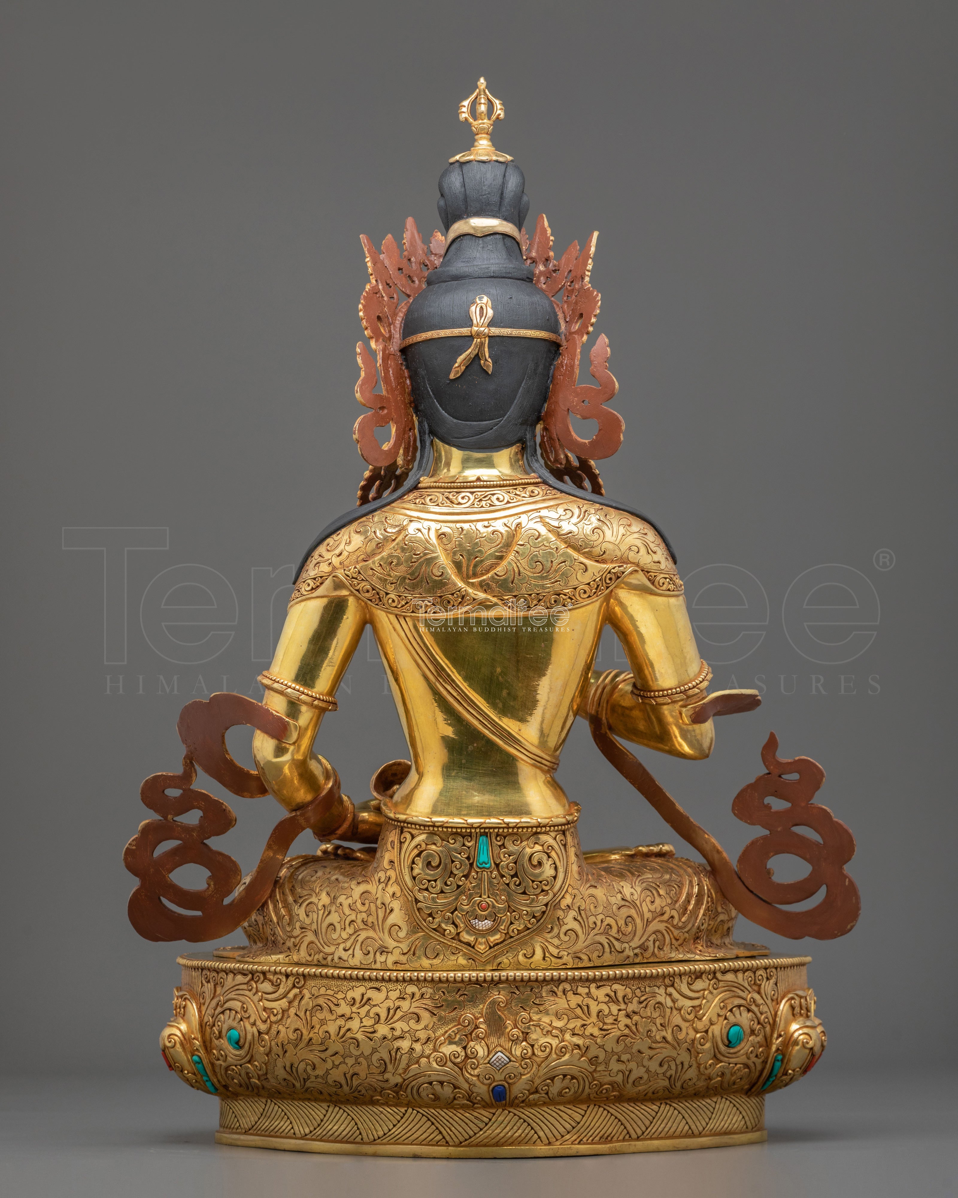 Vajrasattva Statue | Gemstones Adorned 24K Gold Gilded Figurine