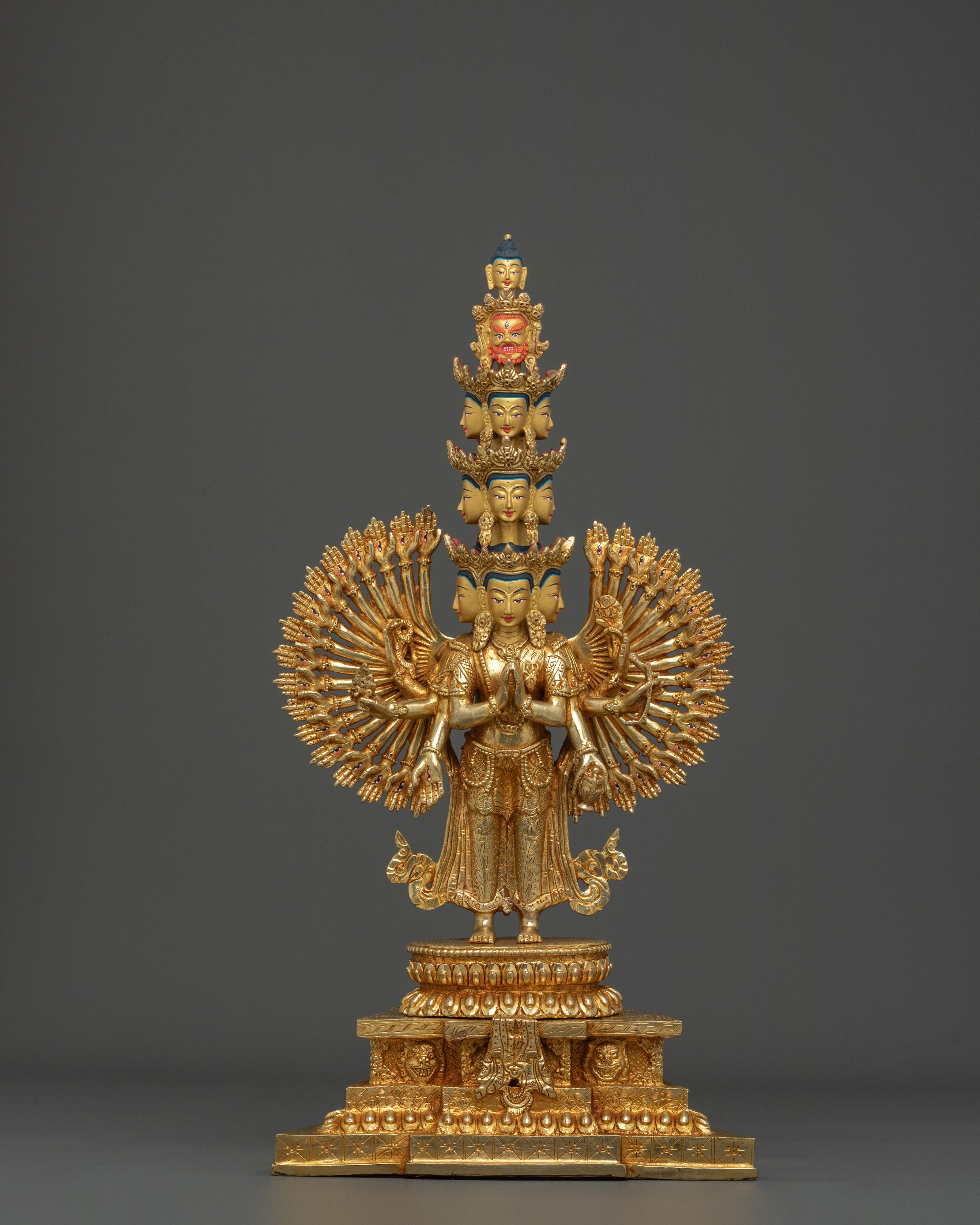 1000 Armed Chenrezig Spiritual Sculpture with 24K Gold Gilded