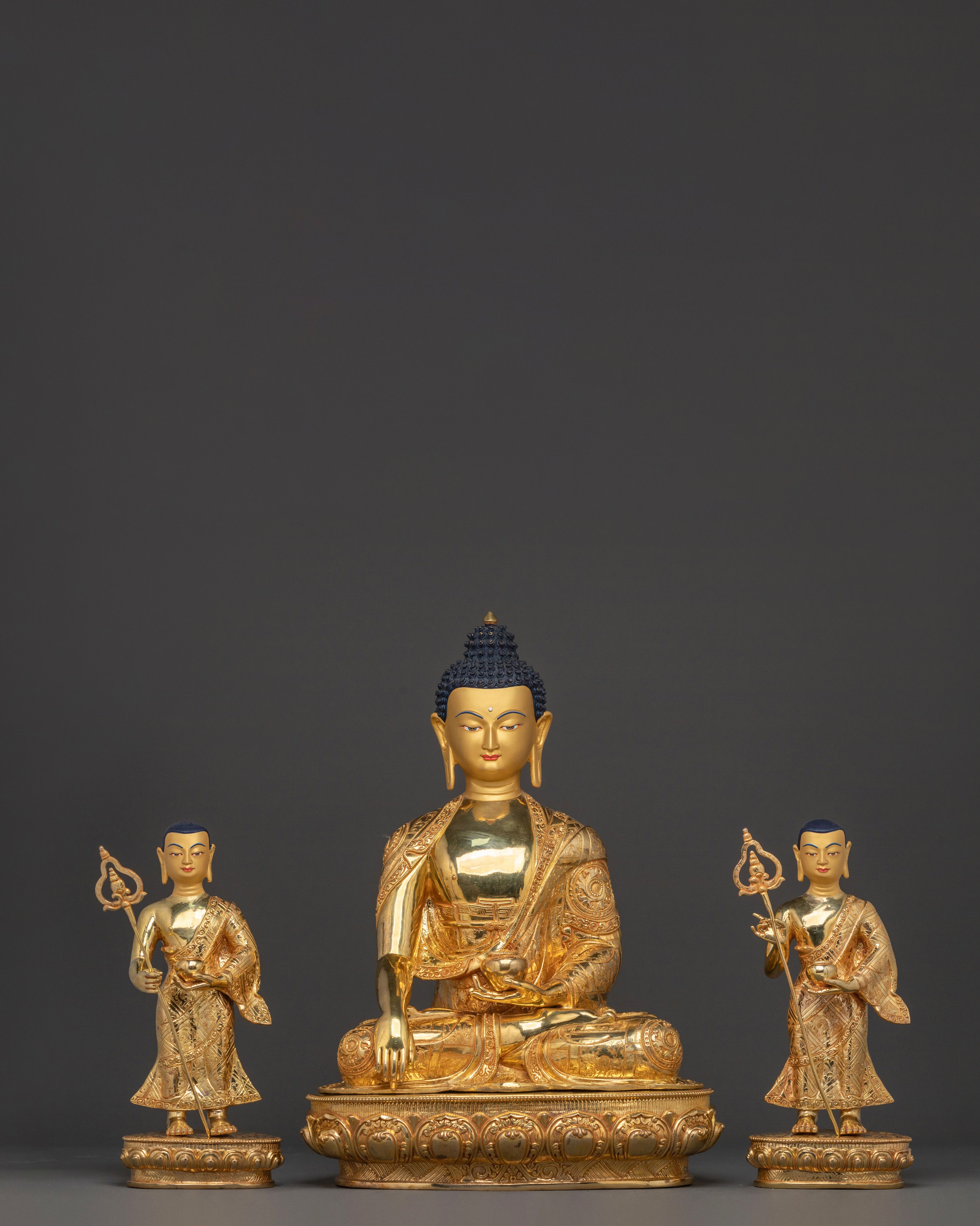 Handcrafted Statue of Shakyamuni Buddha with Disciples