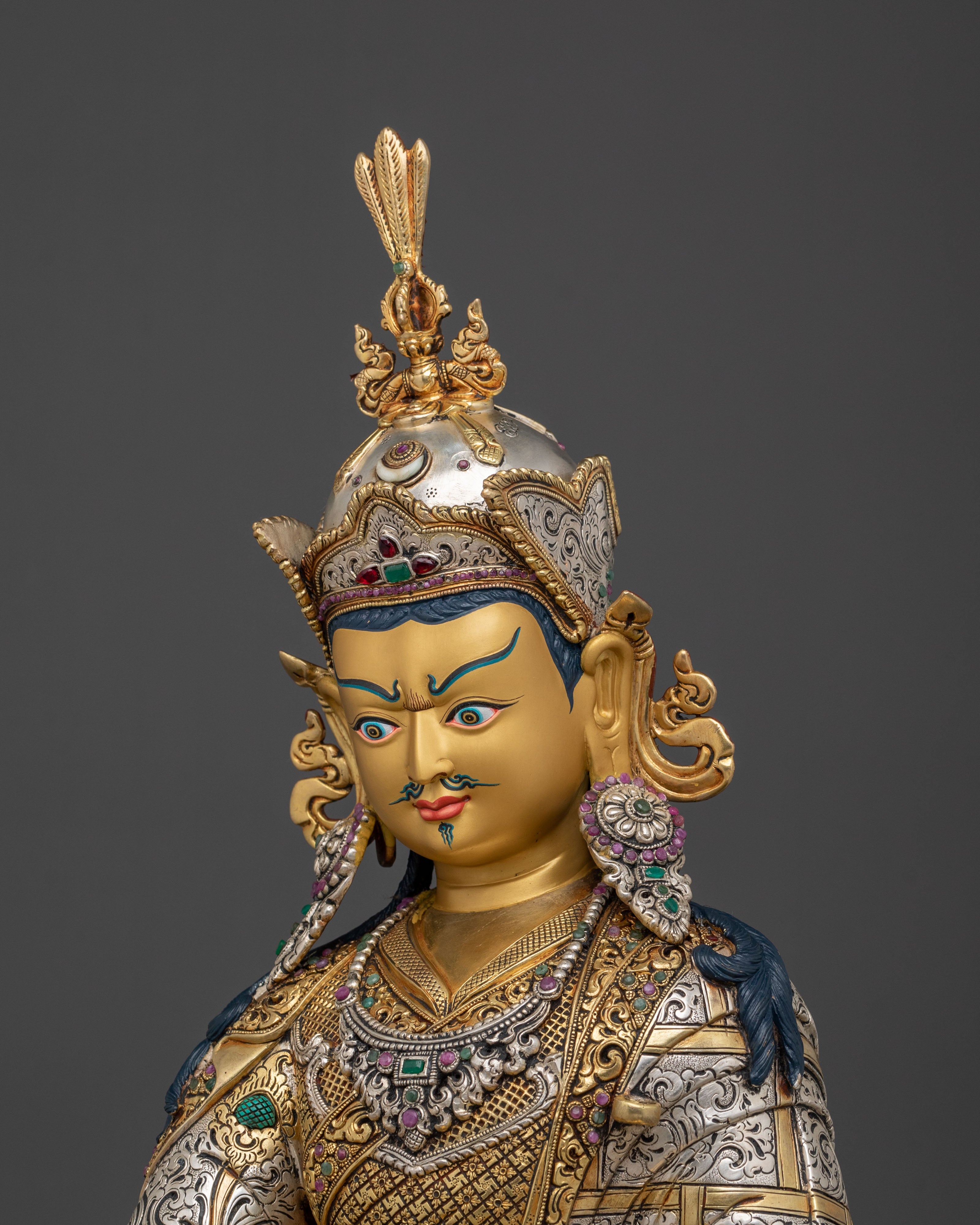 Tibetan Guru Padmasambhava Sacred Sculpture | 24K Gold Gilded