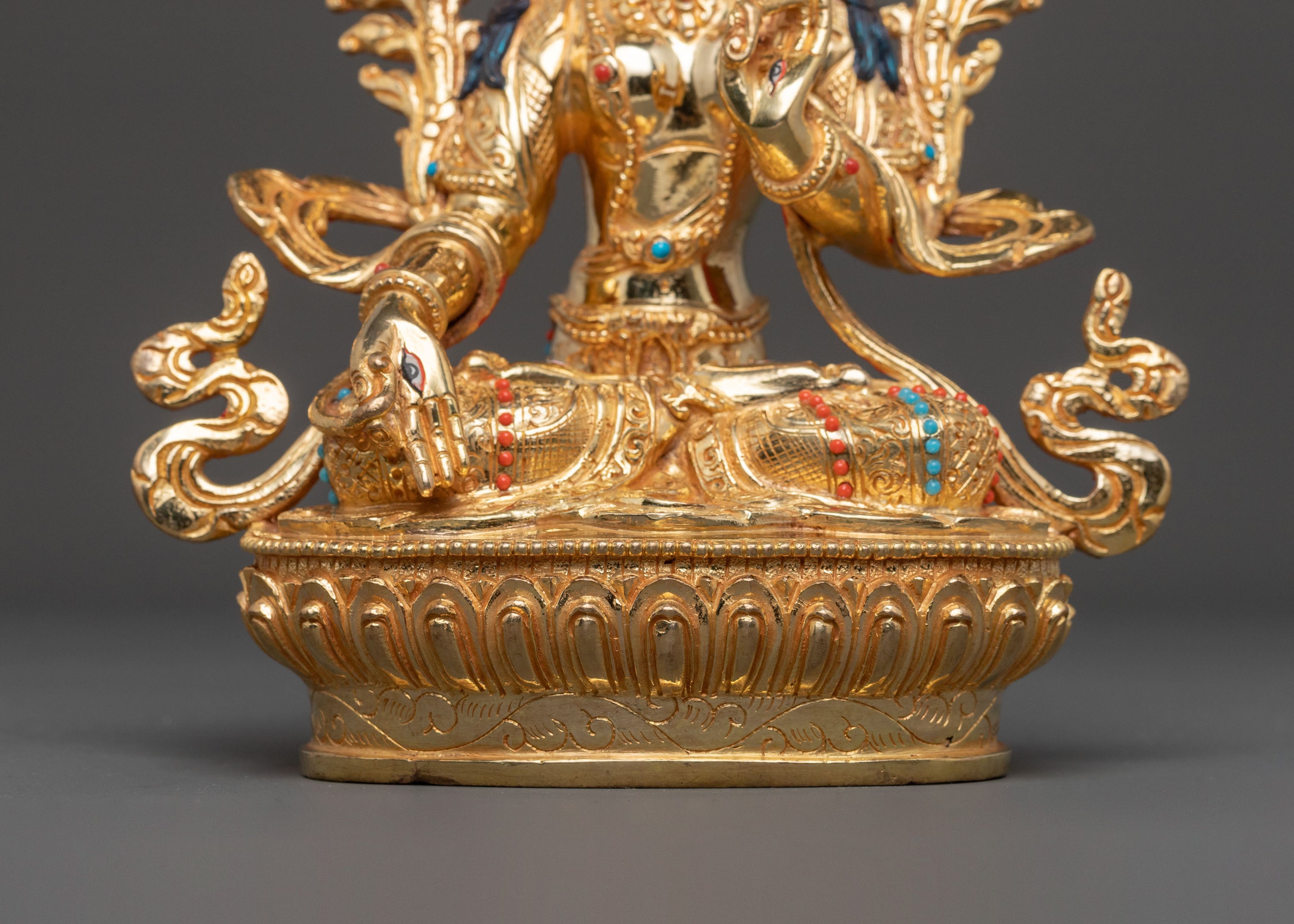 White Tara Figurine | 24K Gold Gilded Healing Goddess