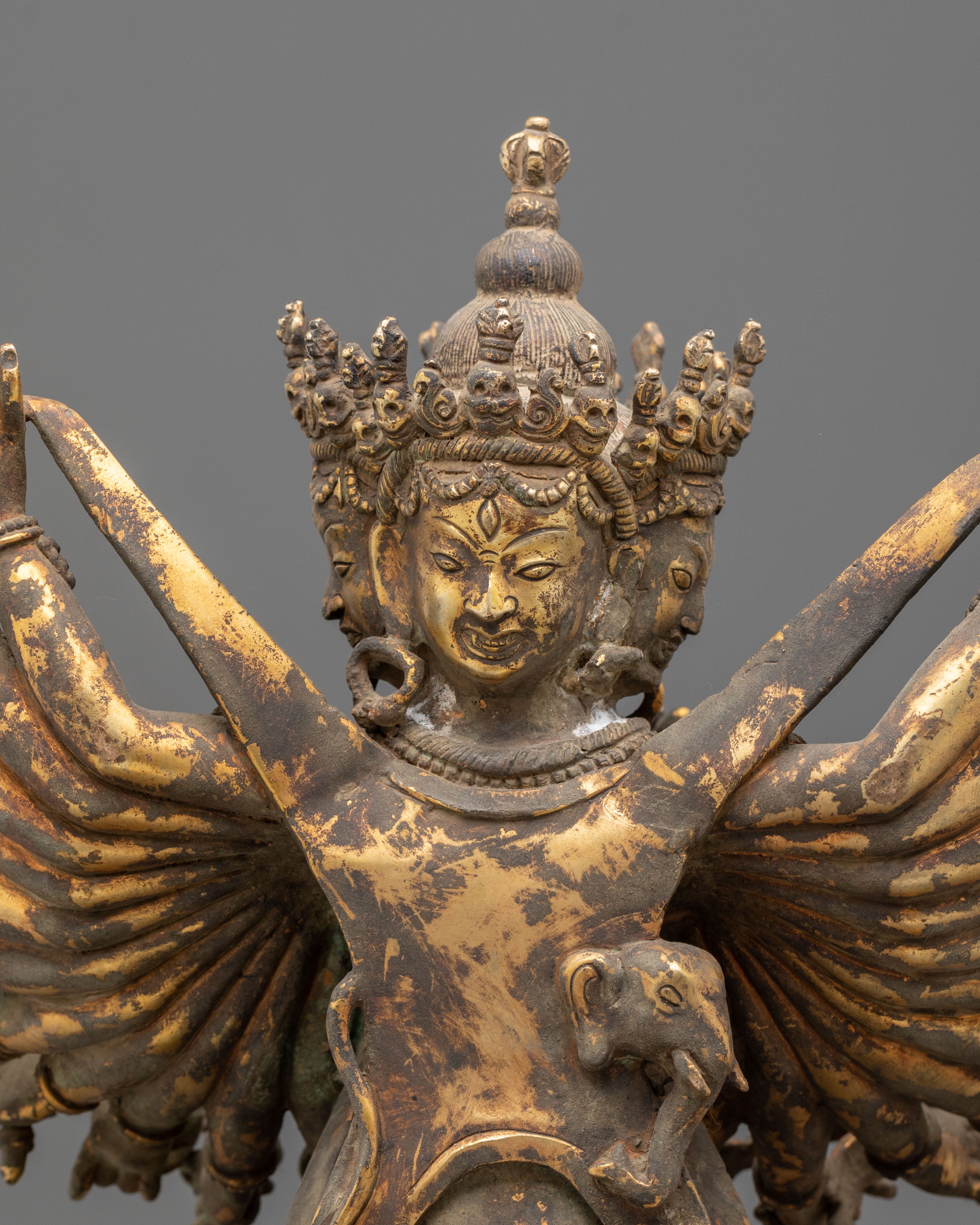 Kalachakra Sacred Statue | Antique Finish Copper Vajrayana Sculpture