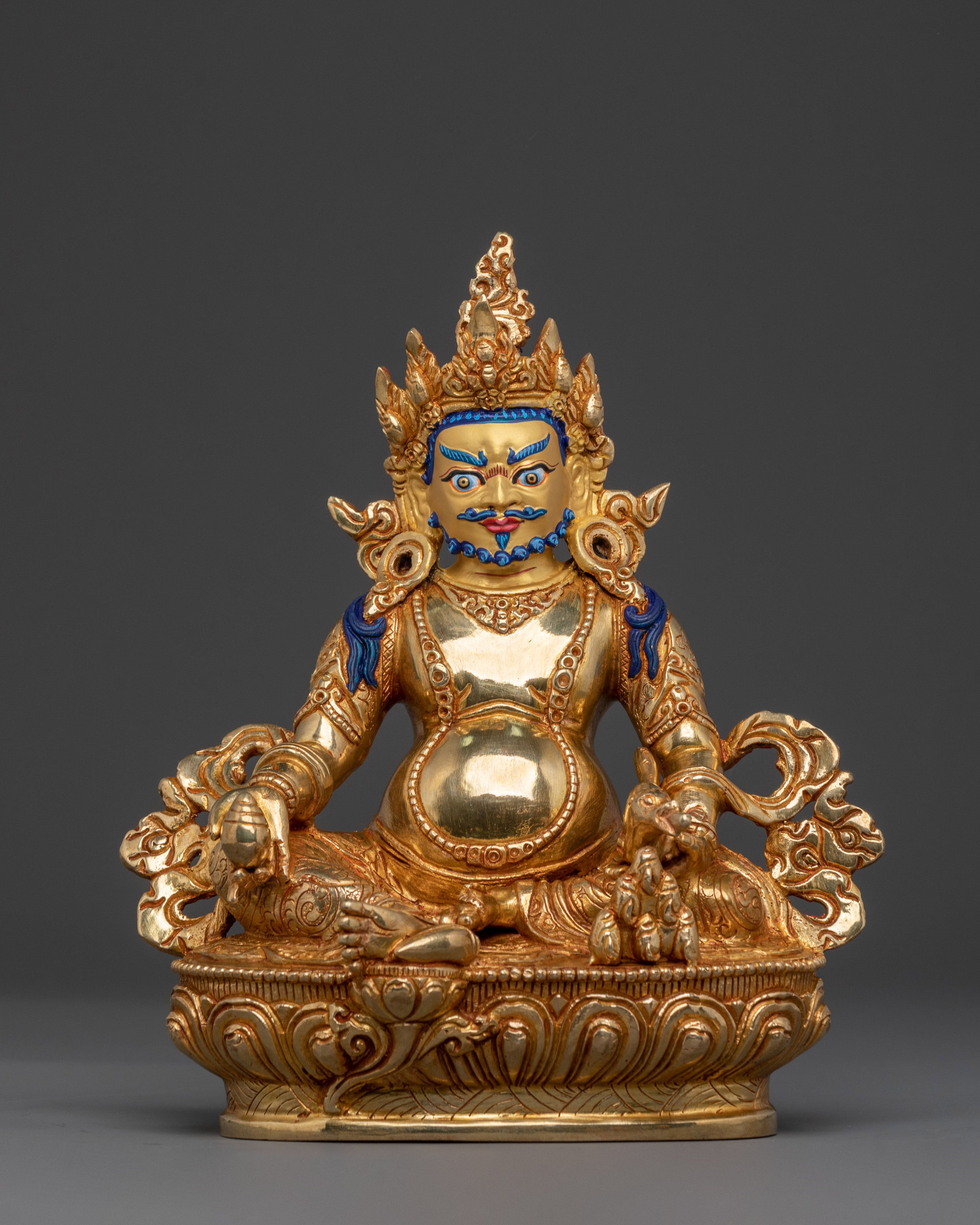 Radiant Wealth Deity Dzambhala Golden Figurine