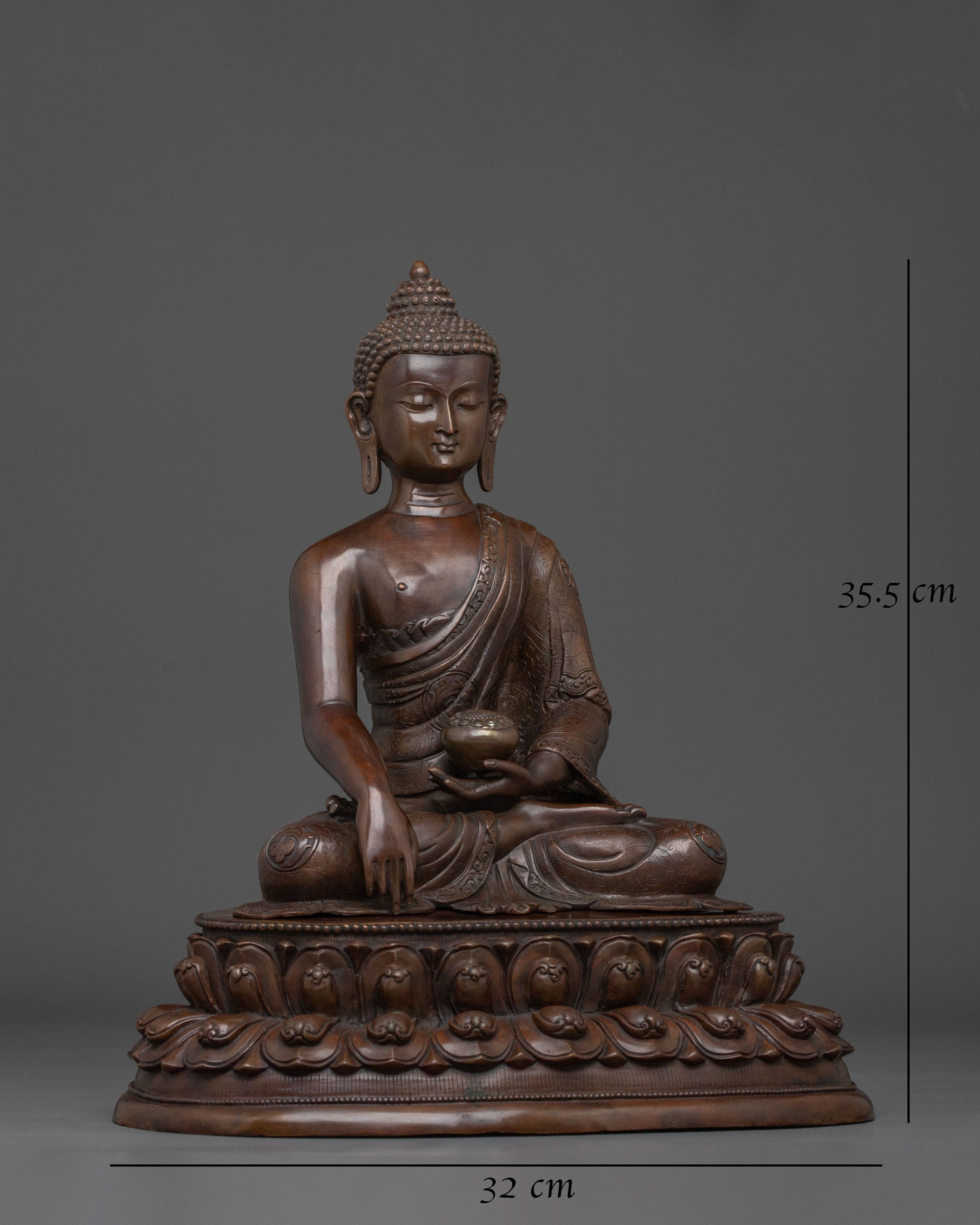 Shakyamuni Buddha Statue | Oxidized Copper Figurine