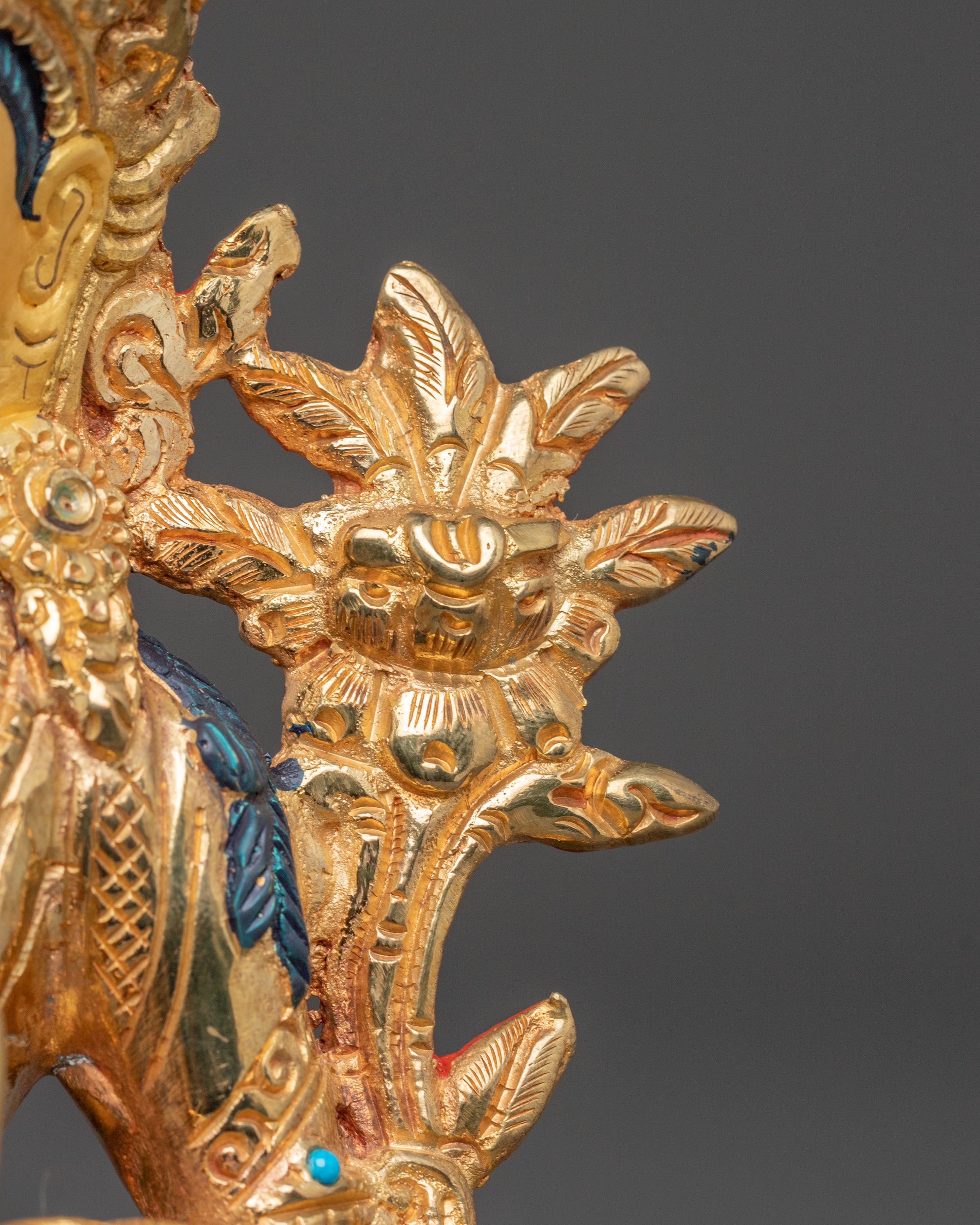 Handmade Golden Manjushri Copper Statue | Symbol of Wisdom