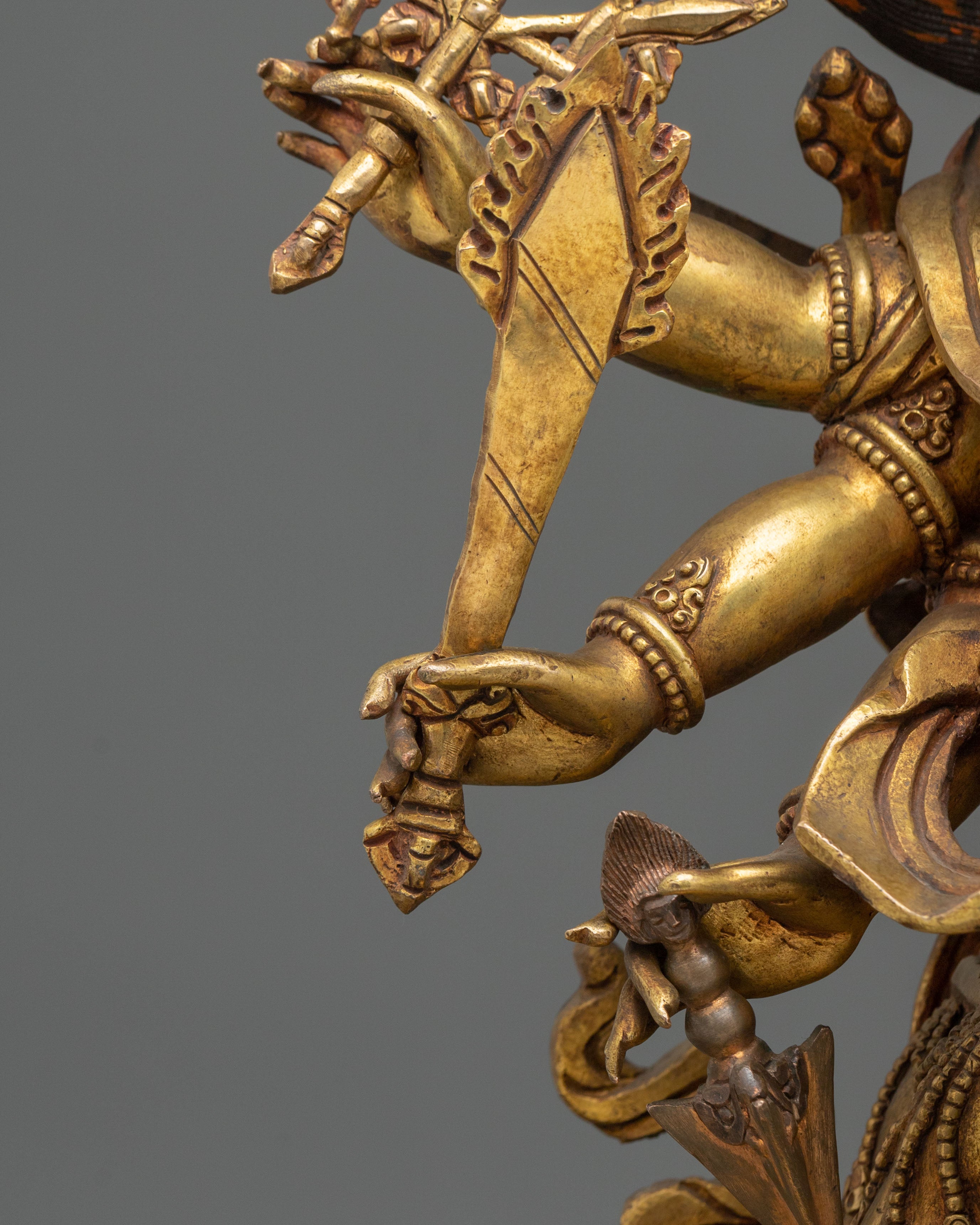 Fierce Heyagriva: 24K Gold Gilded Copper Statue