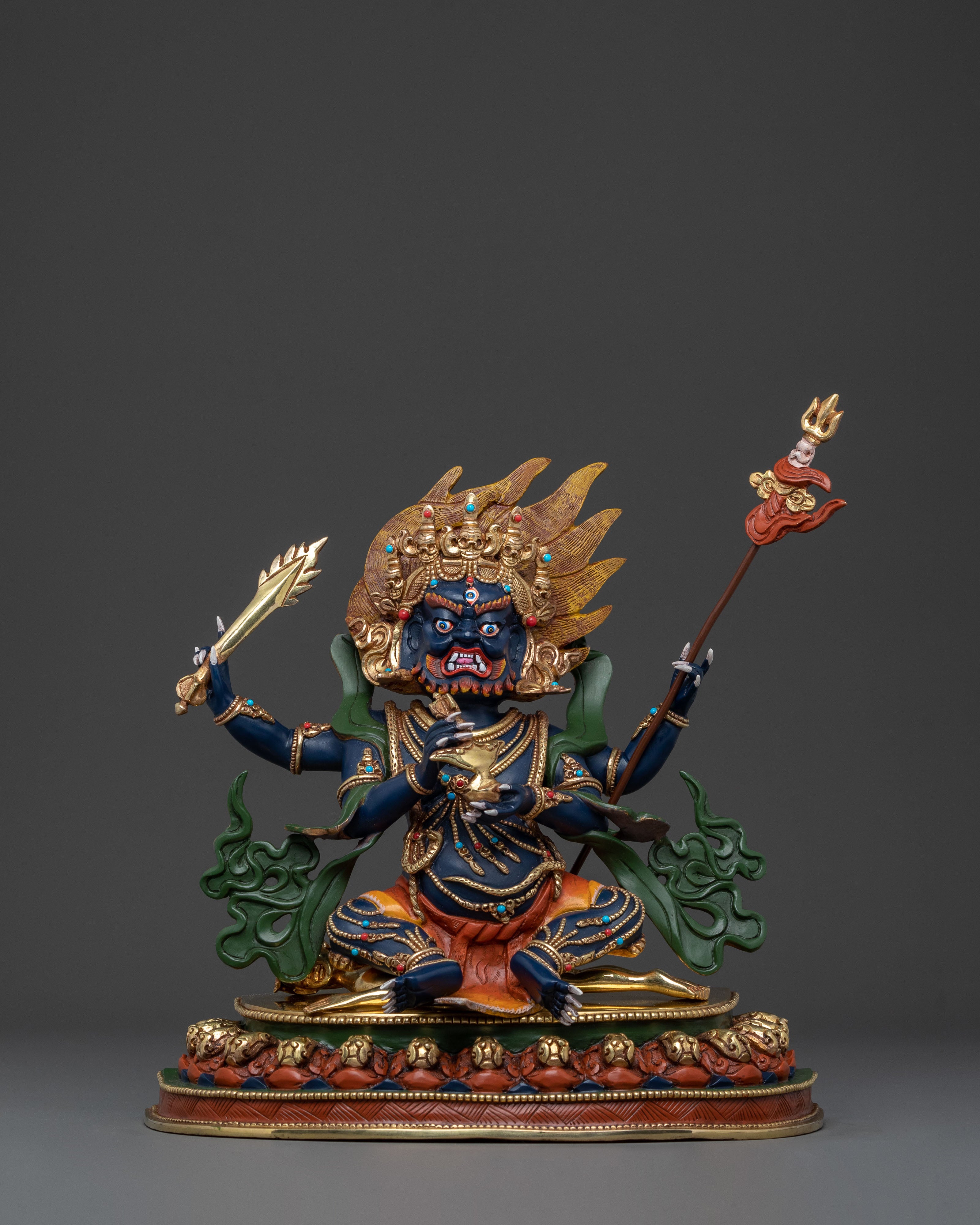 Four Armed Mahakala Sculpture | Protector Deity