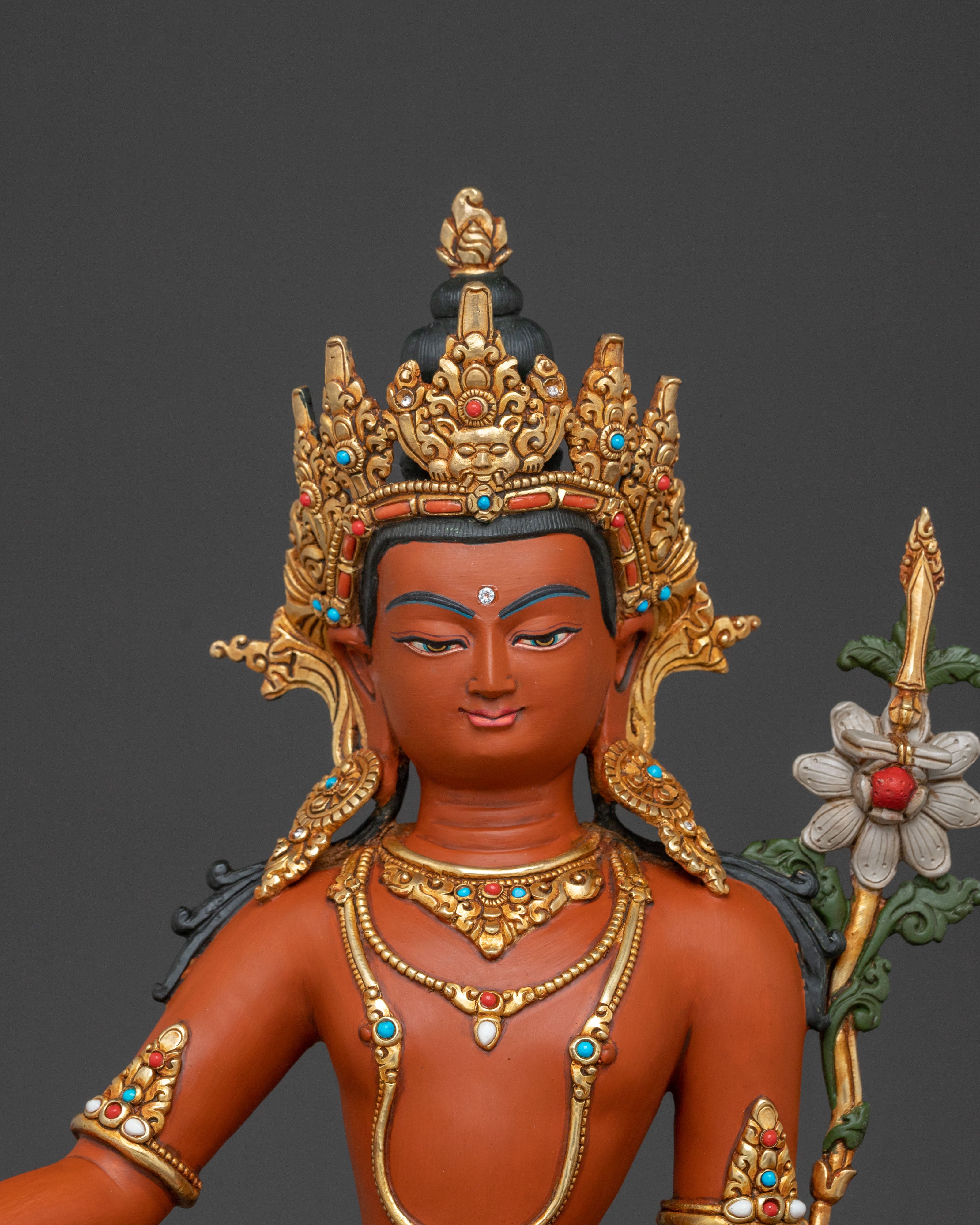 Majestic Wisdom Deity Simhanada Manjushri Statue