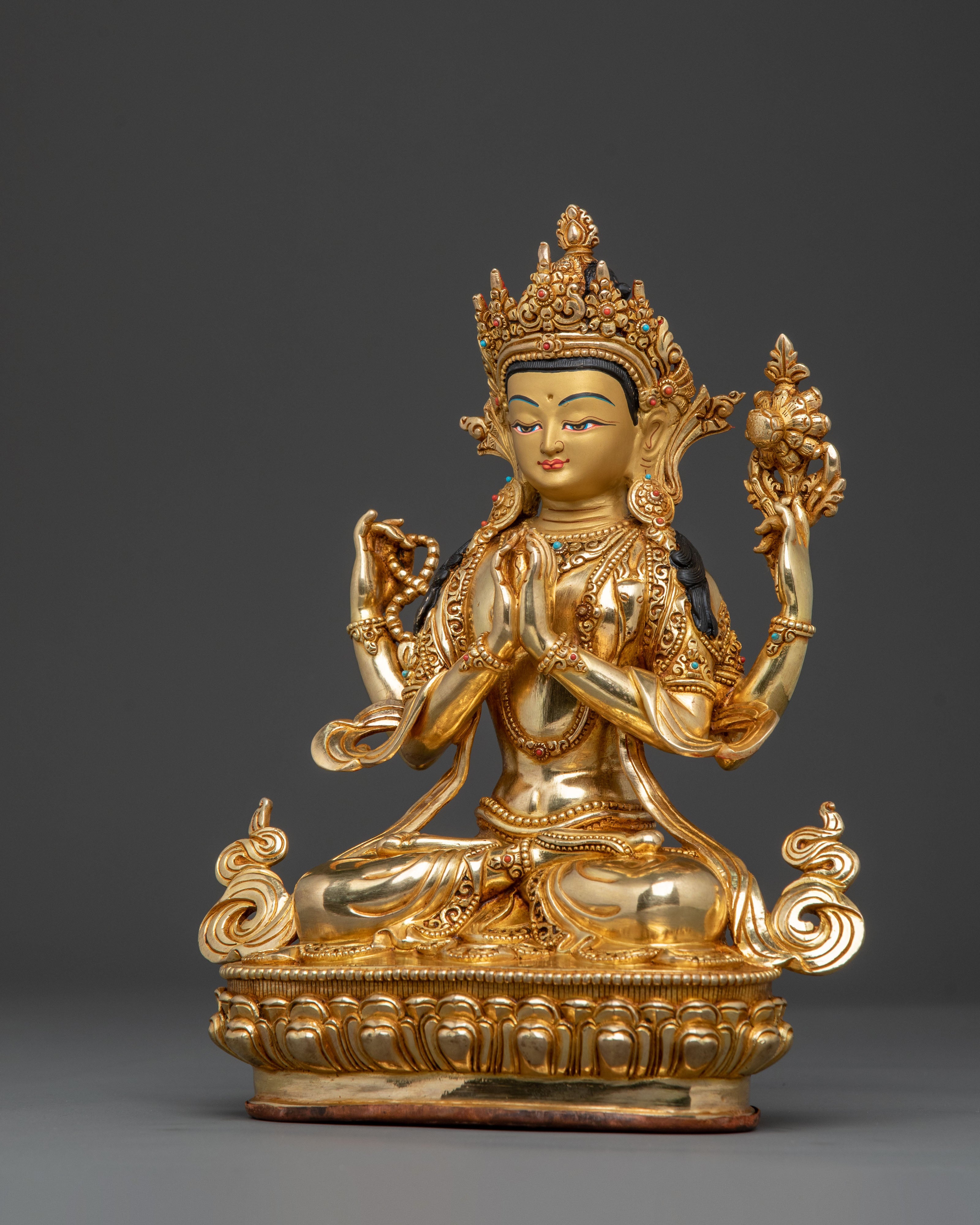 Chenrezig Statue | 24k Gold Gilded Bodhisattva