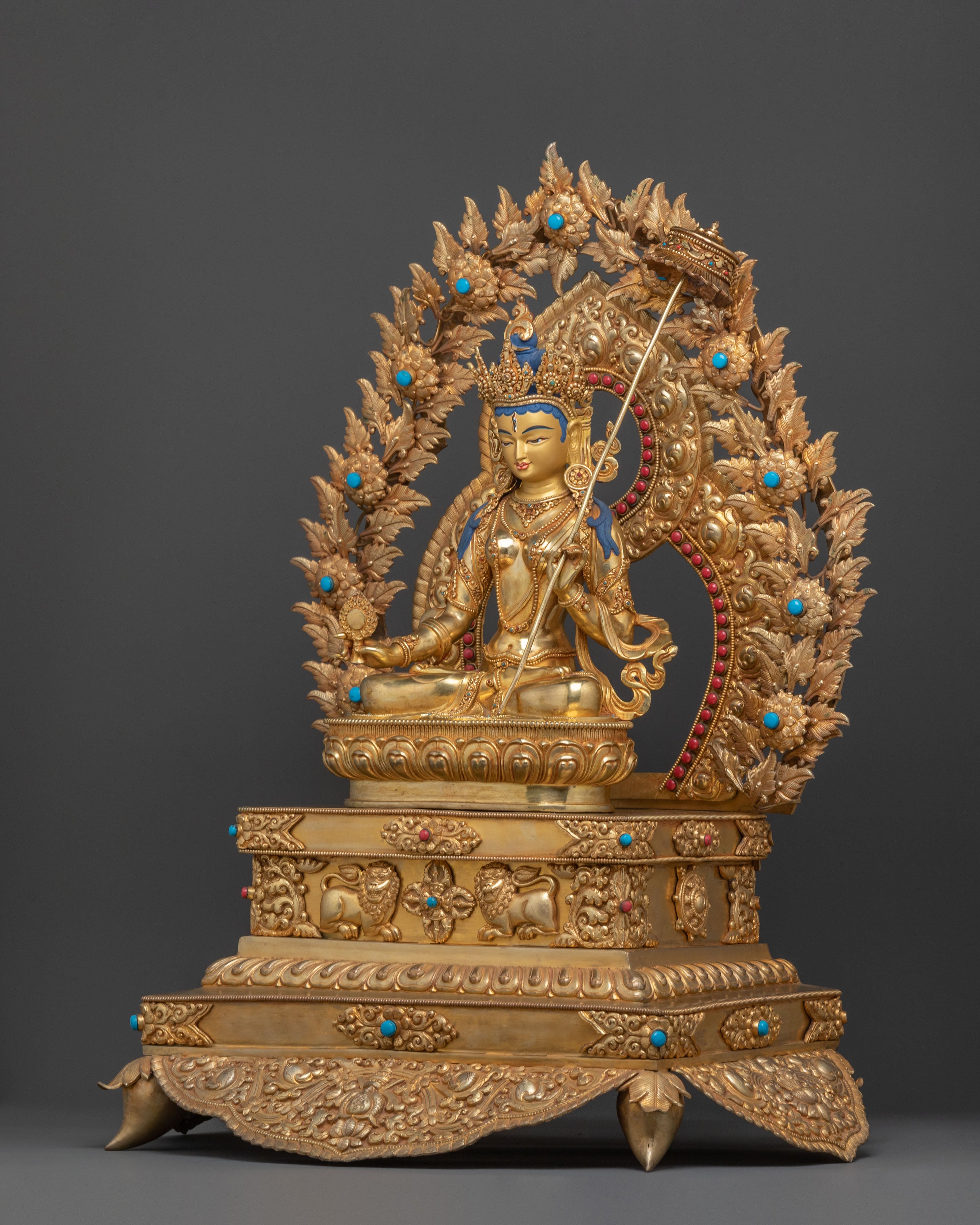 Dukar Statue on Throne | White Umbrella Goddess of Supreme Protection
