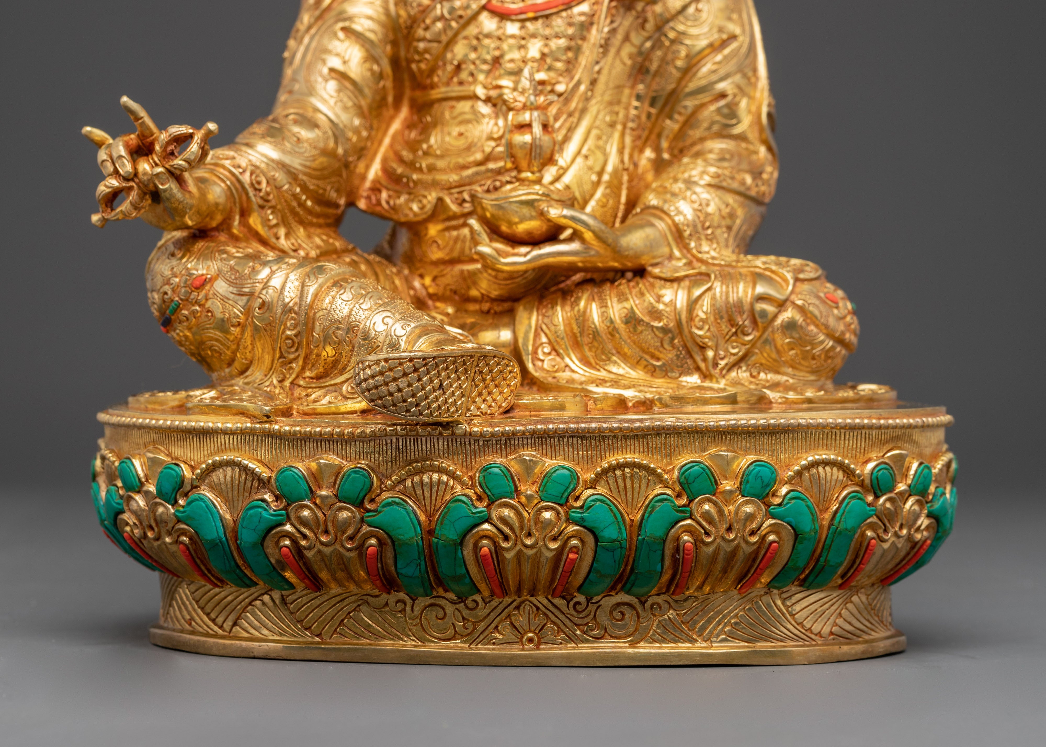 Handmade Golden Guru Rinpoche Statue | Precious Guru Padmasambhava