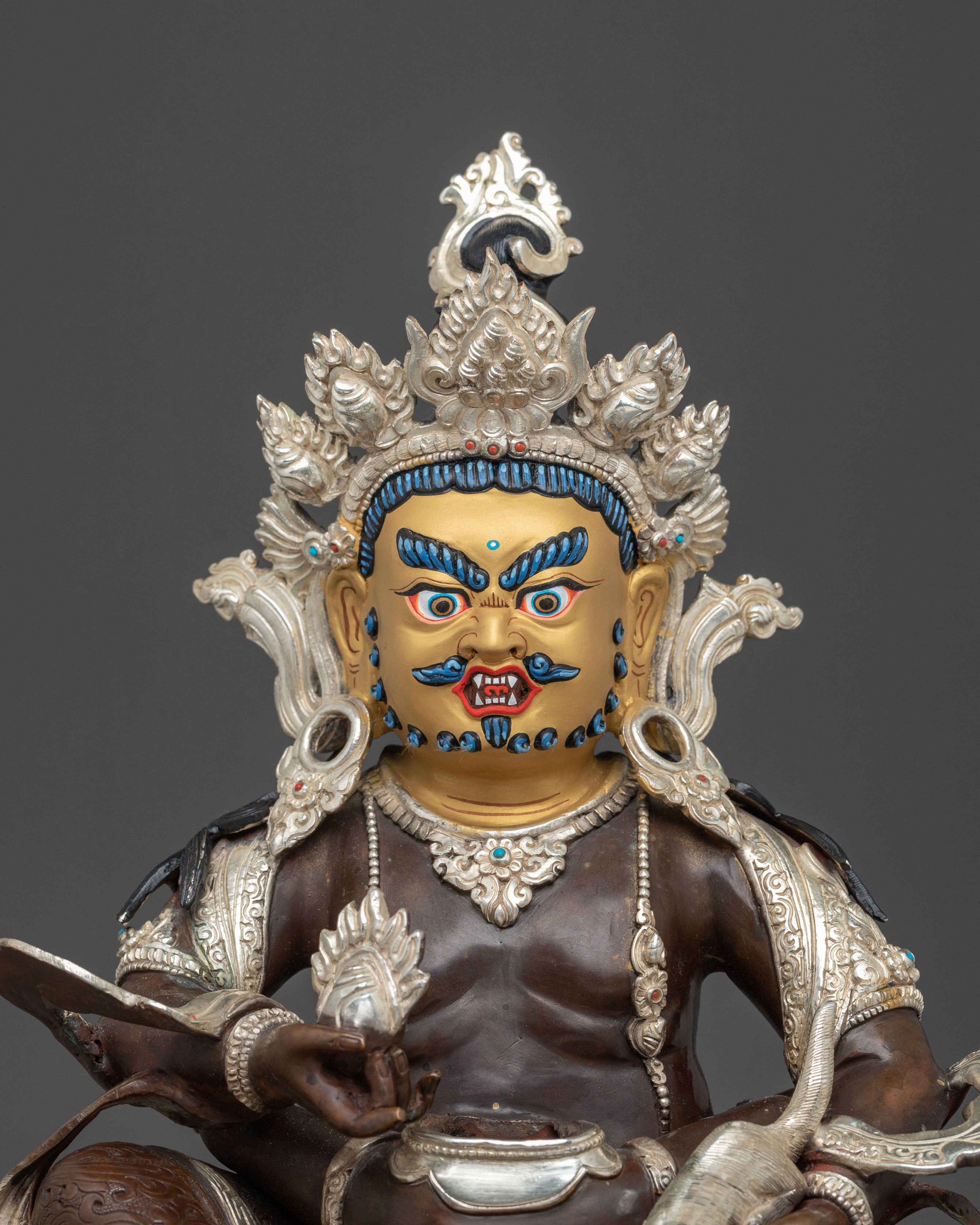 Red Dzambhala Statue | Oxidized Copper Wealth Deity