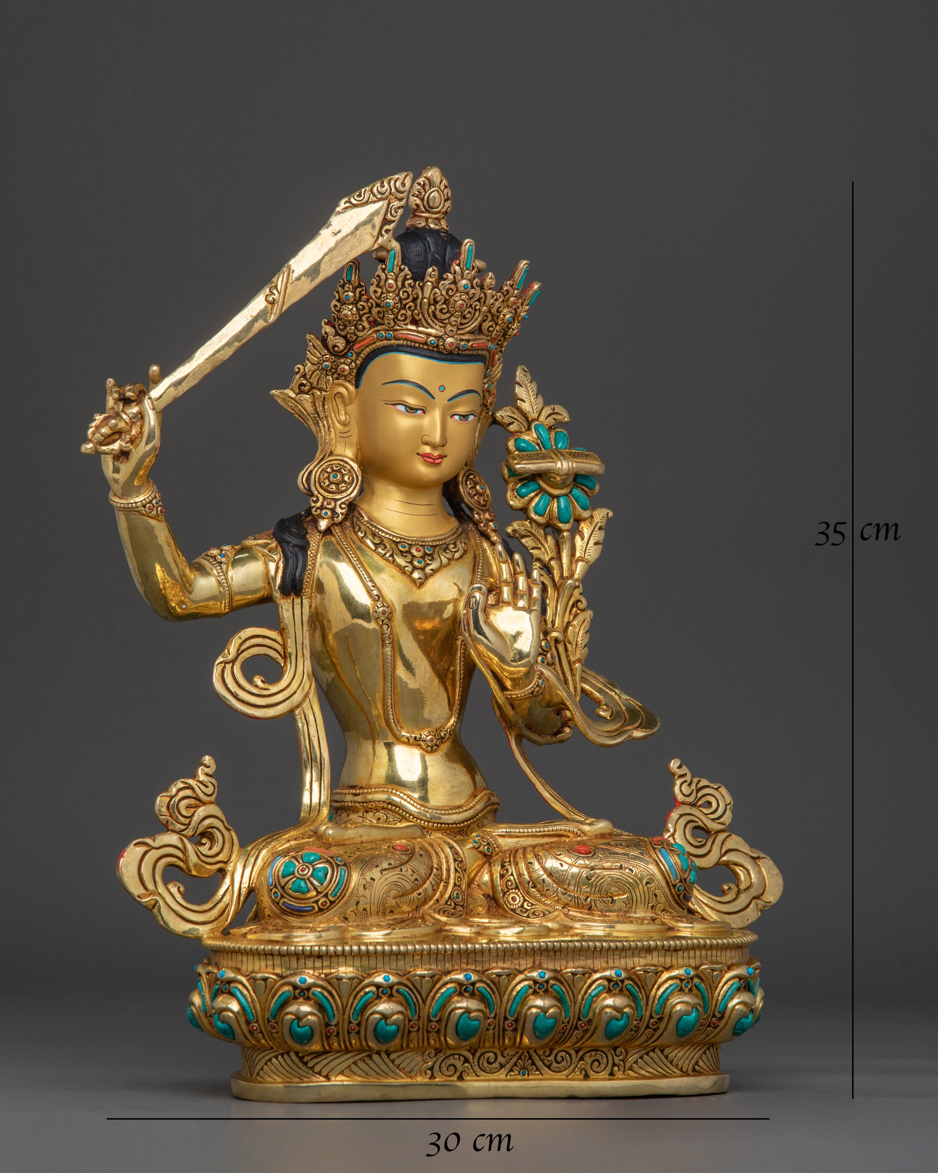 Handcrafted Himalayan Manjushri Statue | Wisdom Deity Sculpture