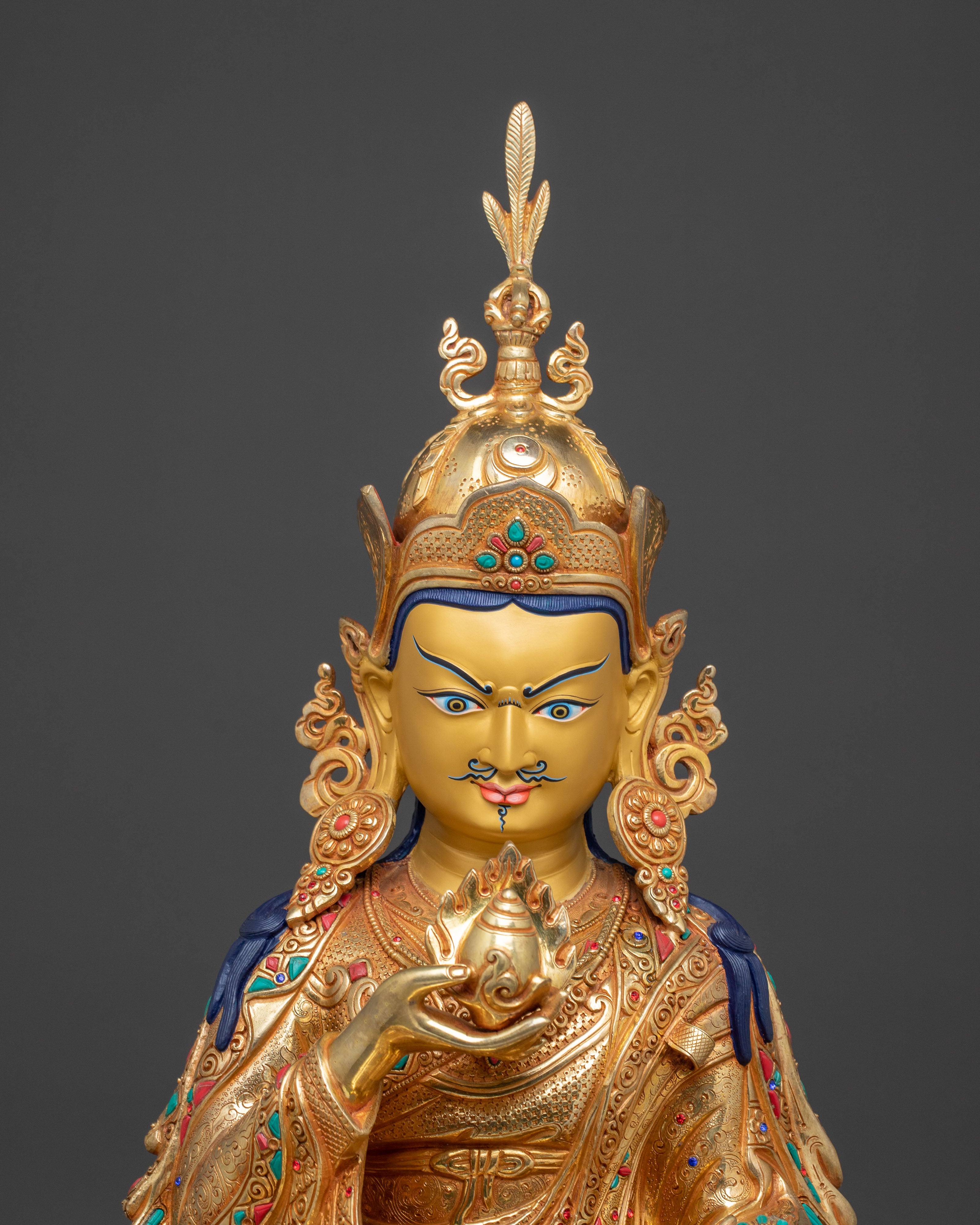 Sacred Guru Norla Tibetan Statue – 24K Gilded Masterpiece