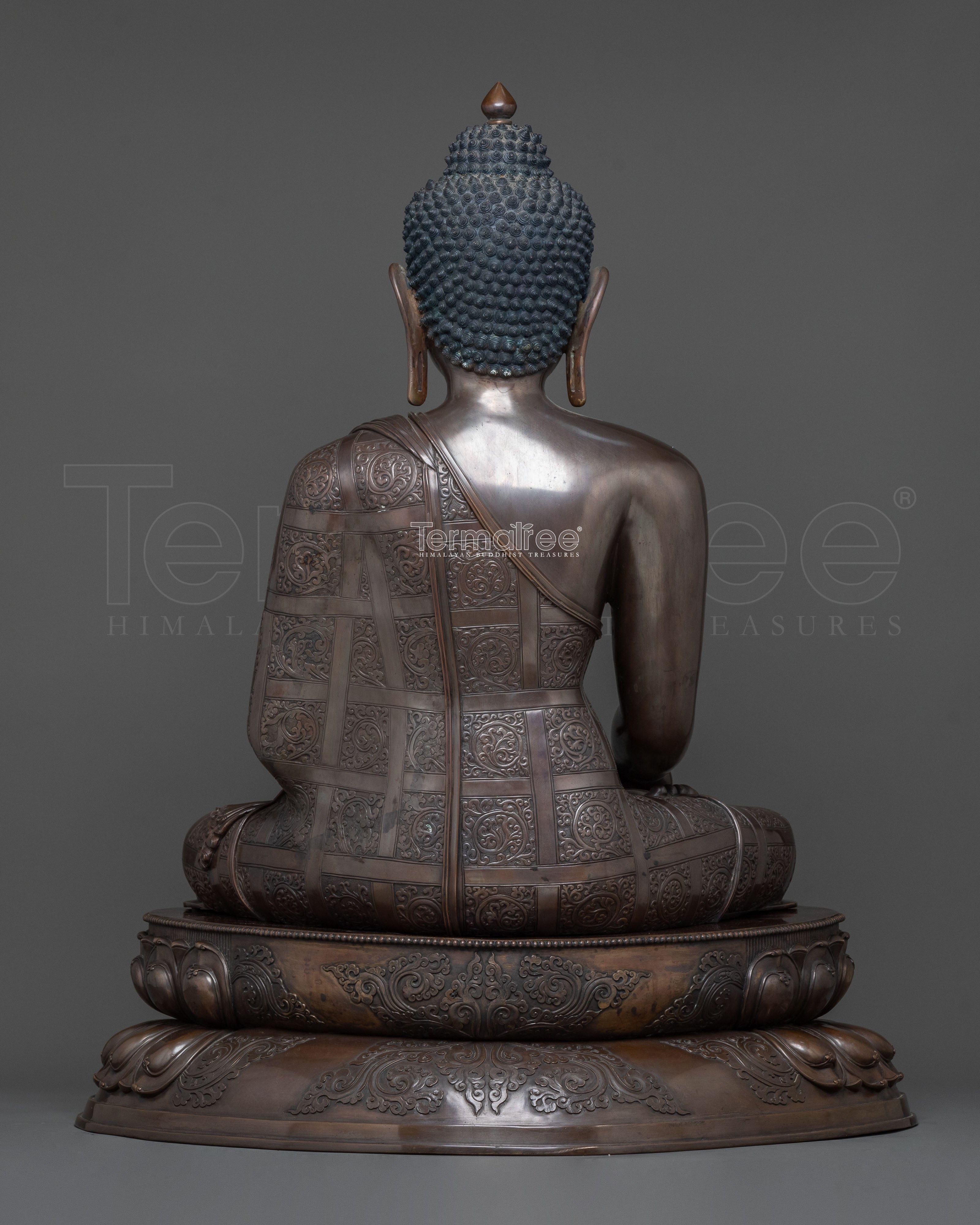 Shakyamuni Buddha Statue: Oxidized Copper Altar Decor