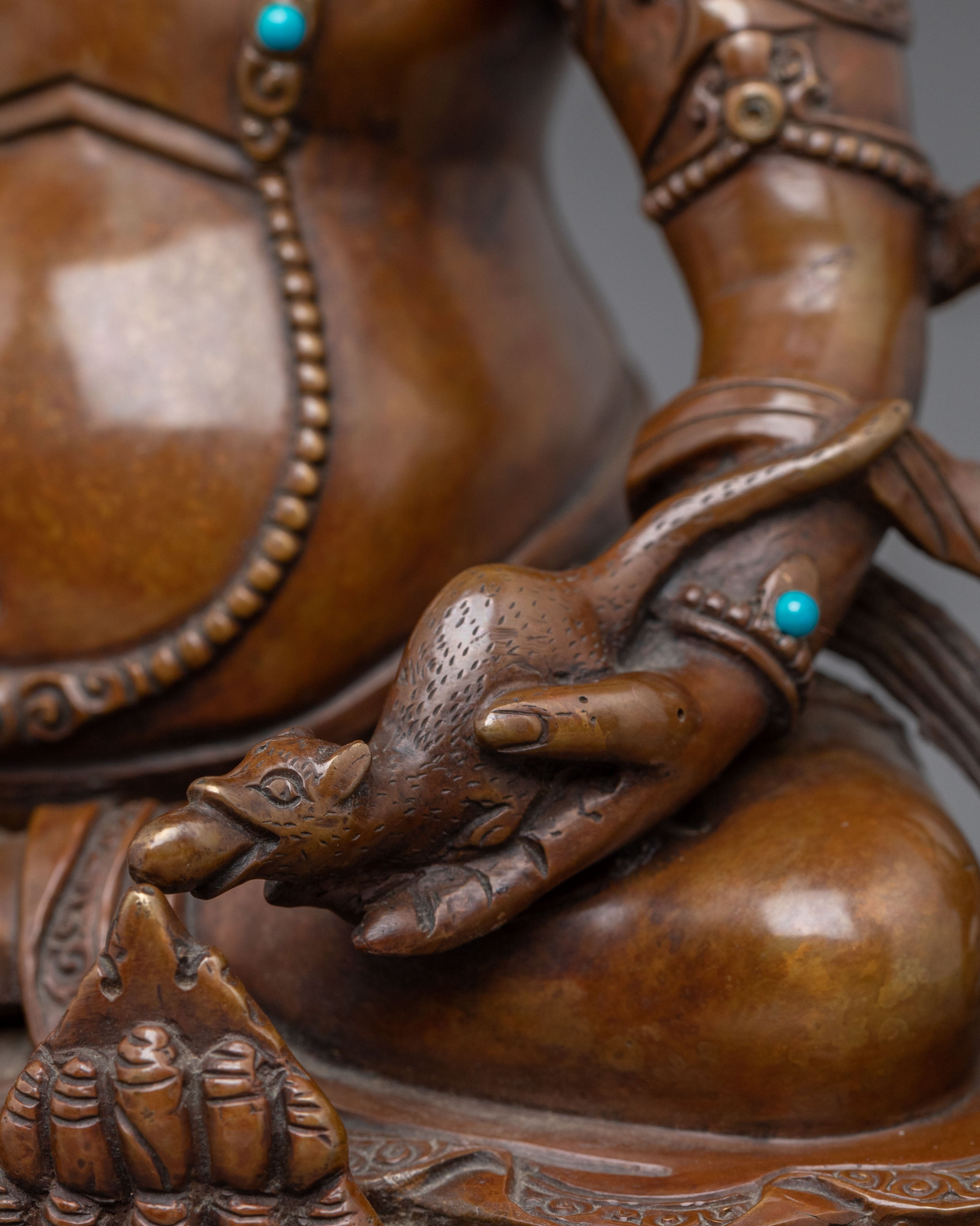 Dzambhala Statue | 24K Gold Gilded Tibetan Deity Figurine