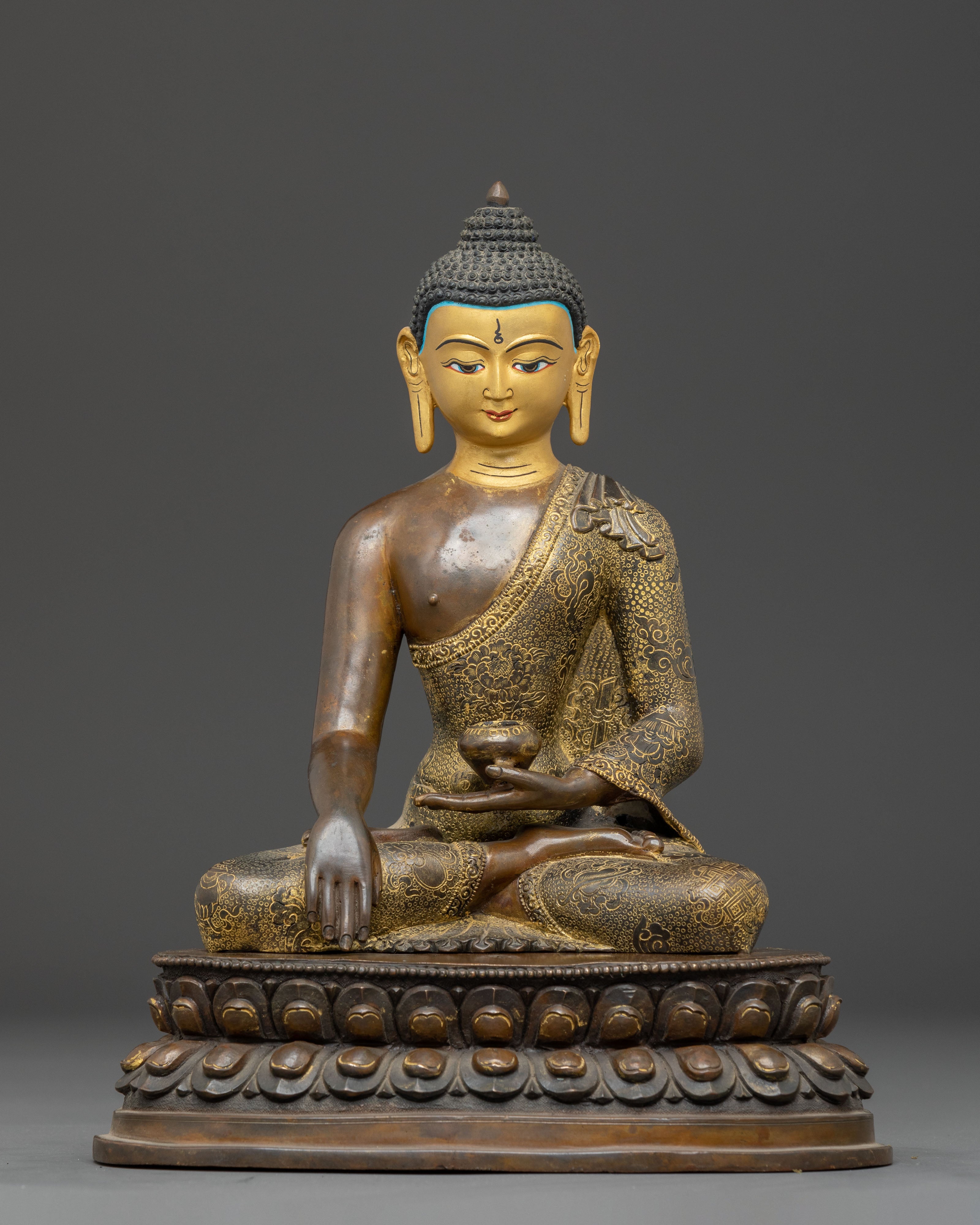 Handcrafted Copper Statue of Shakyamuni Buddha 