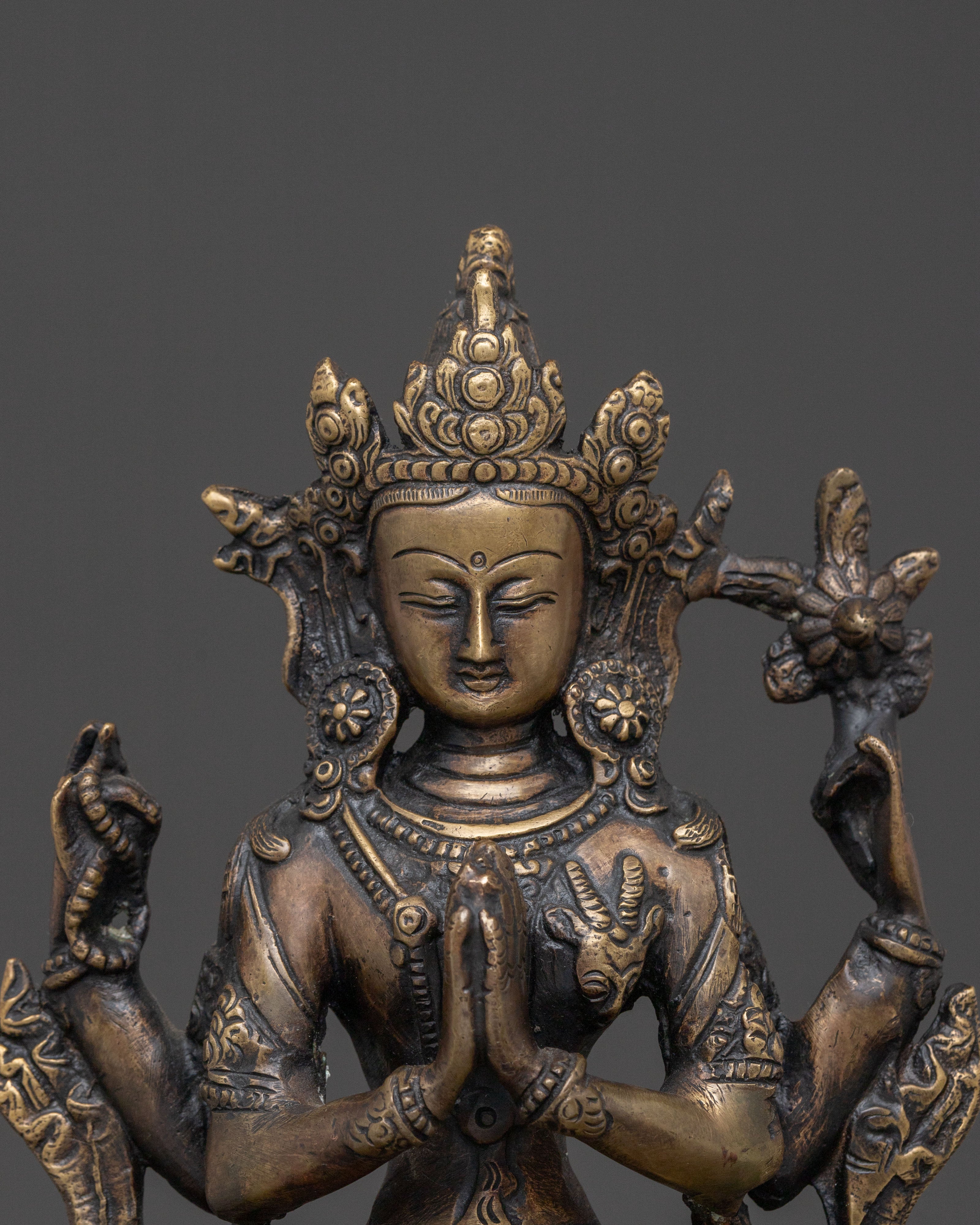 Chenrezig Statue on Throne | Spiritual Figure