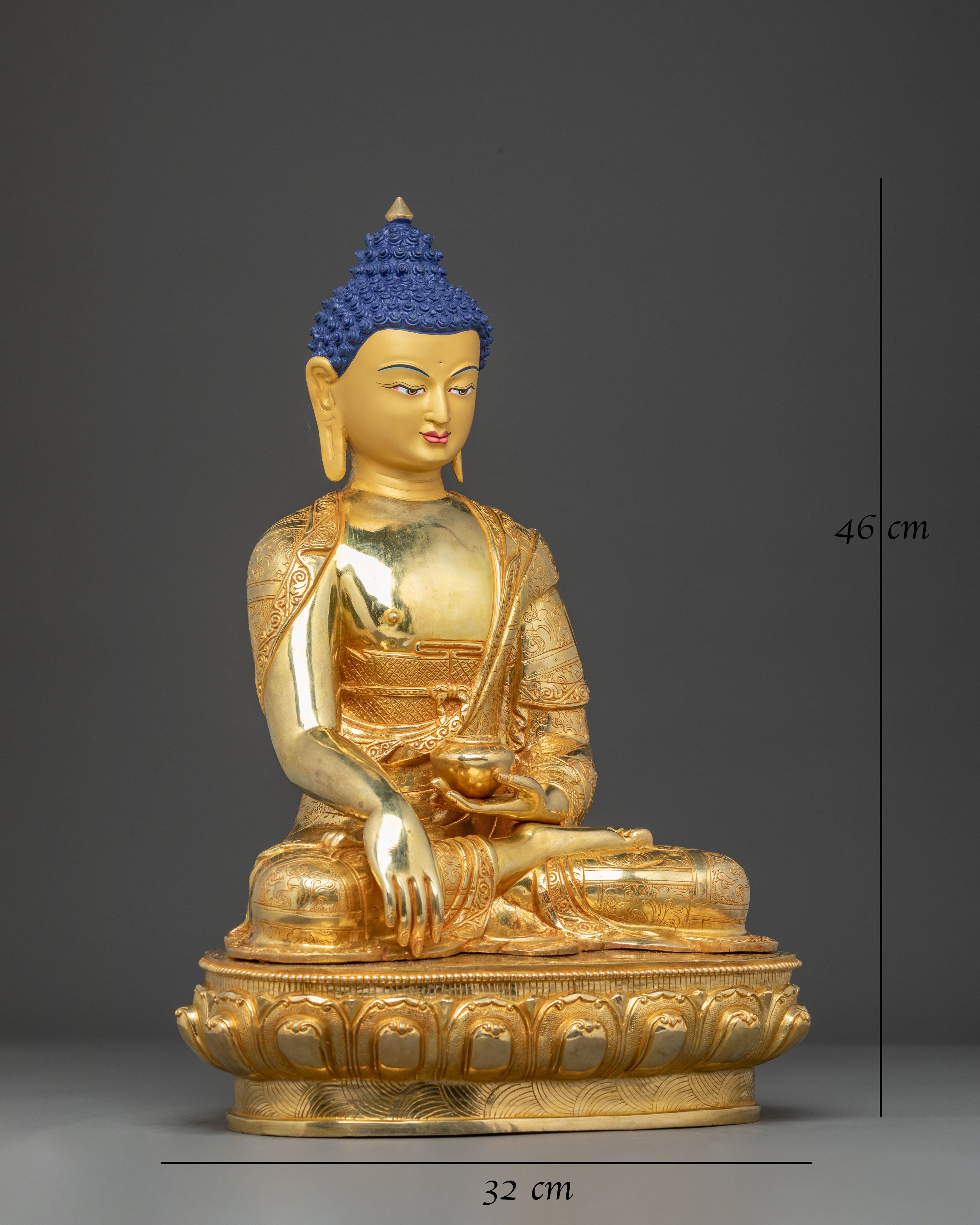 Handcrafted Golden Statue of Buddha Shakyamuni | Buddhist Spiritual Sculpture
