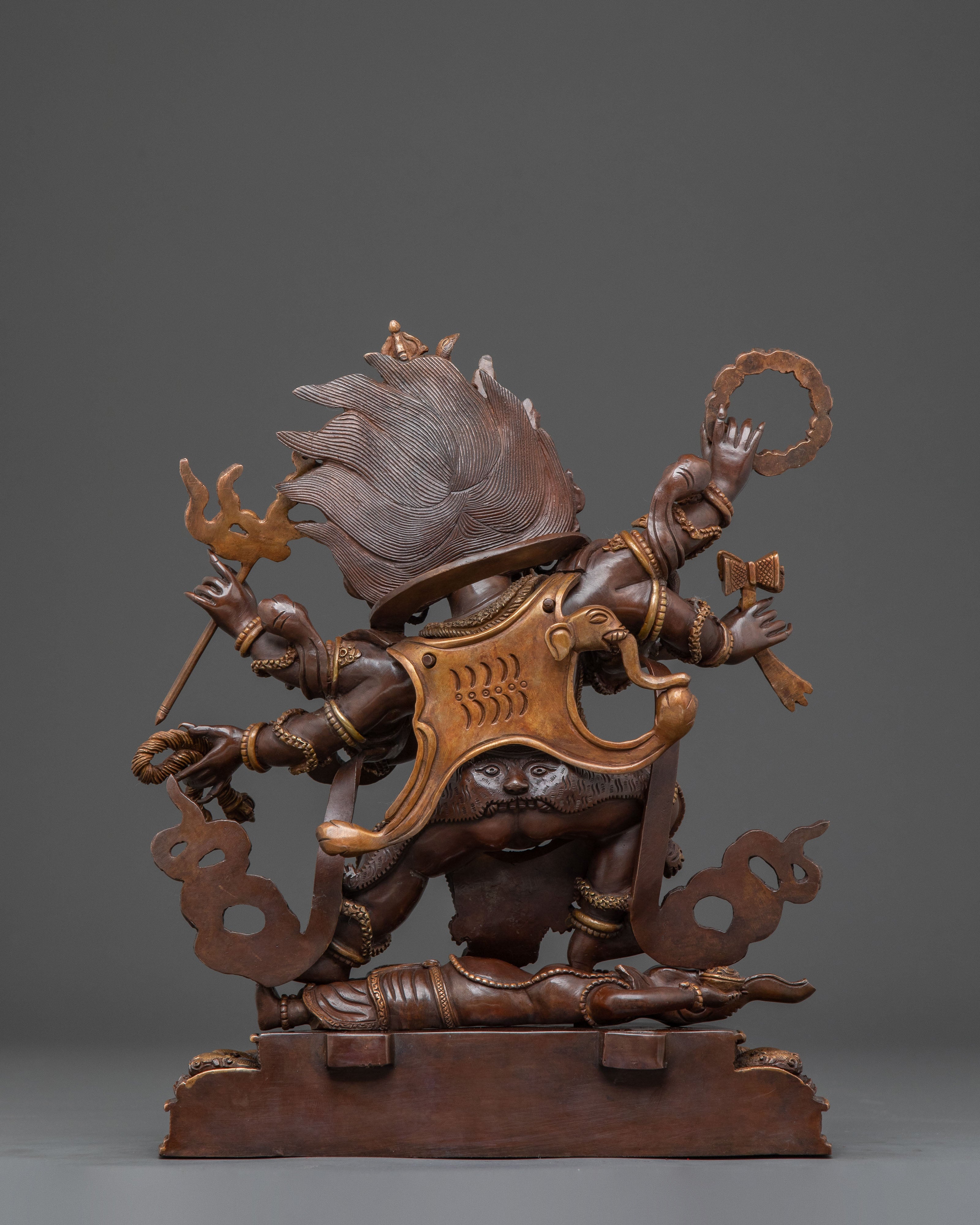 Six-Armed Mahakala Copper Statue | Guardian Figure