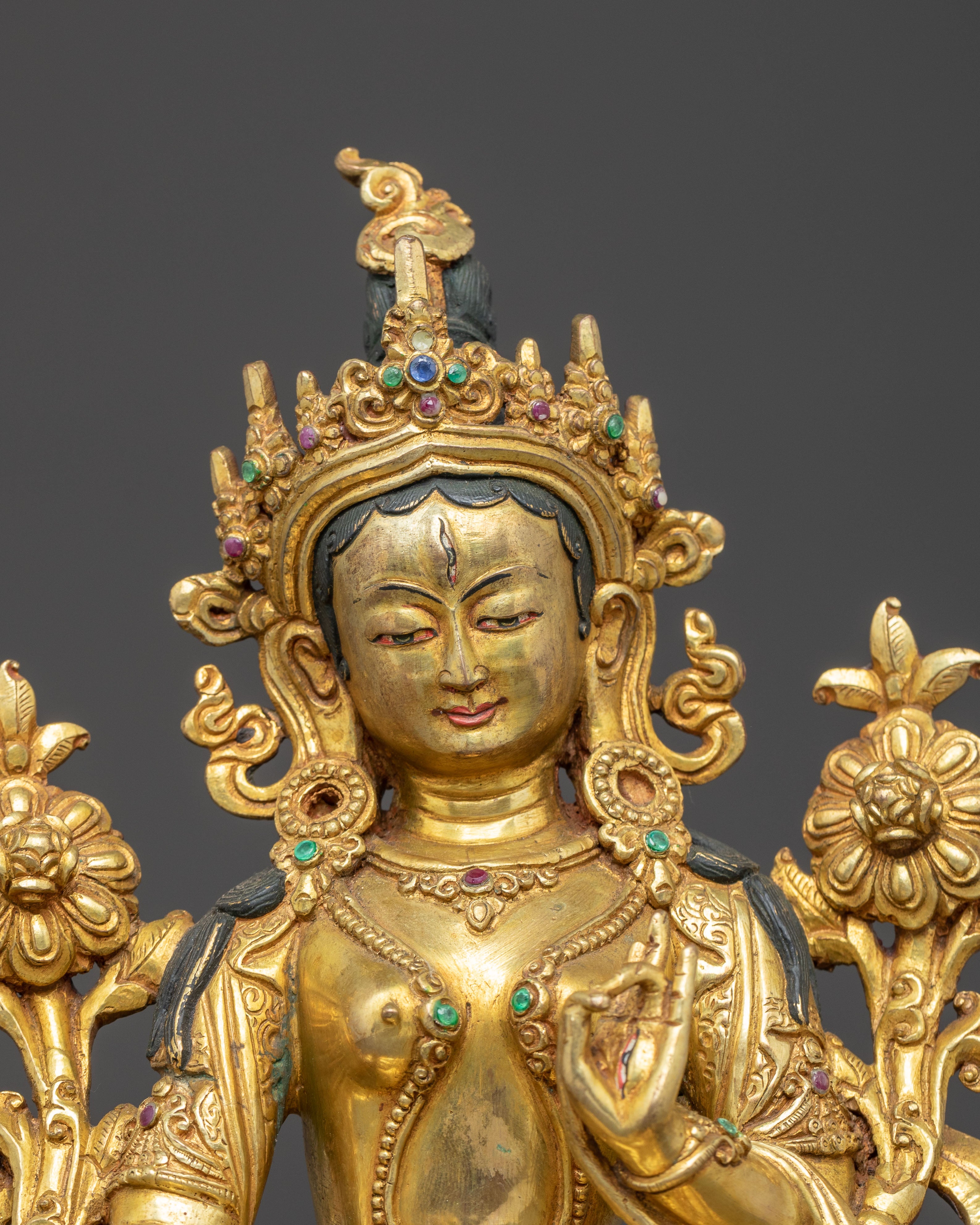 Handmade White Tara Copper Statue | Healing Deity Figurine