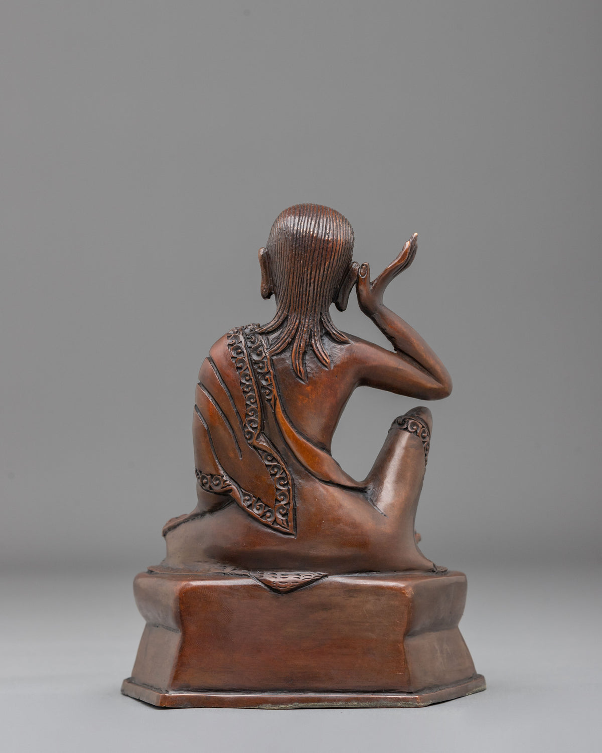 Milarepa Meditation Statue | Oxidized Copper Sculpture