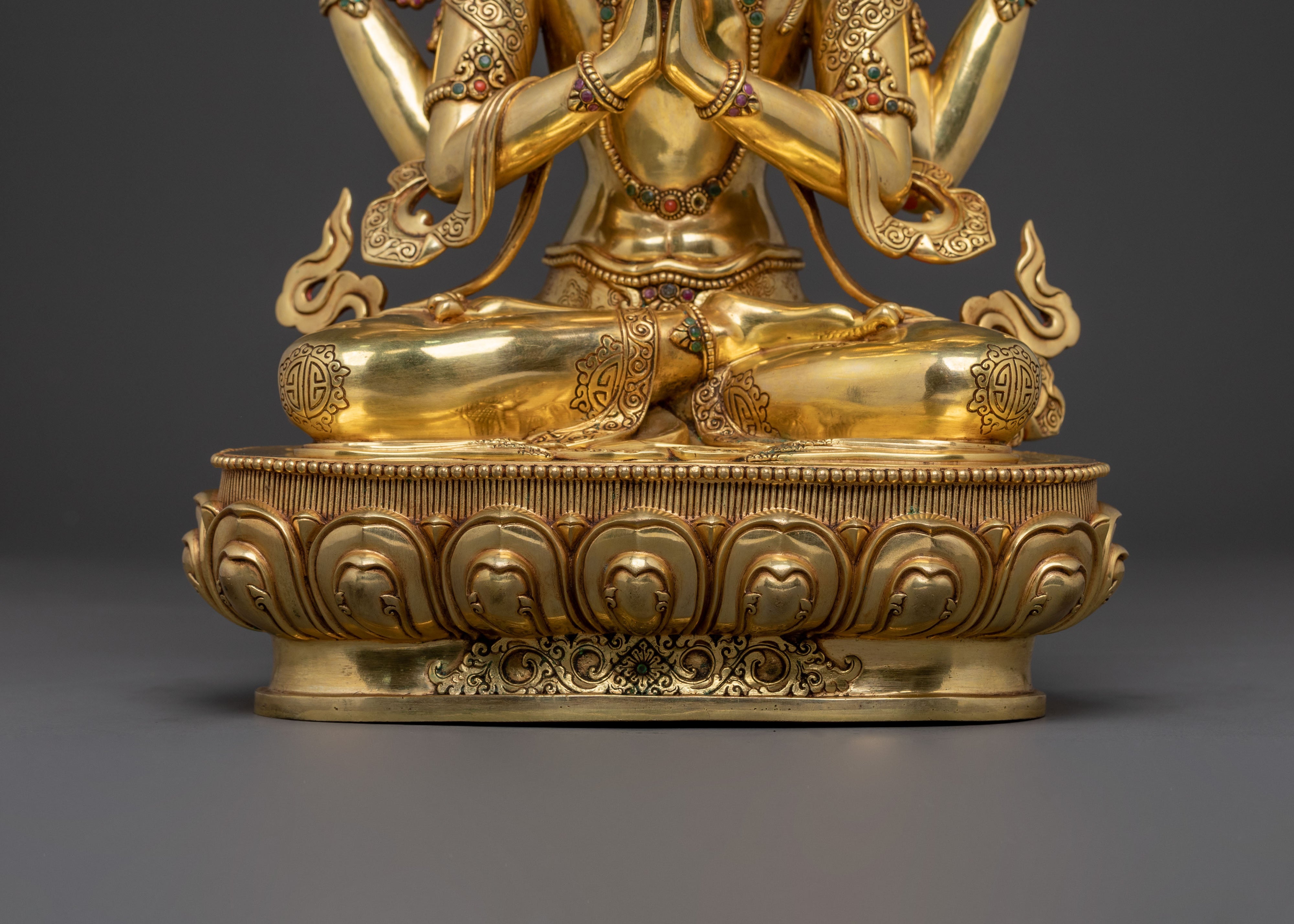 Chenrezig Compassion Statue: 24K Gold Gilded Figure