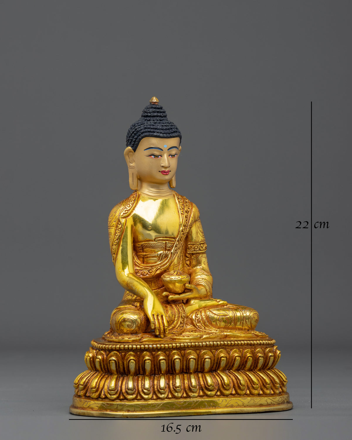 Shakyamuni Buddha Acrylic Painted Statue | Copper Figurine