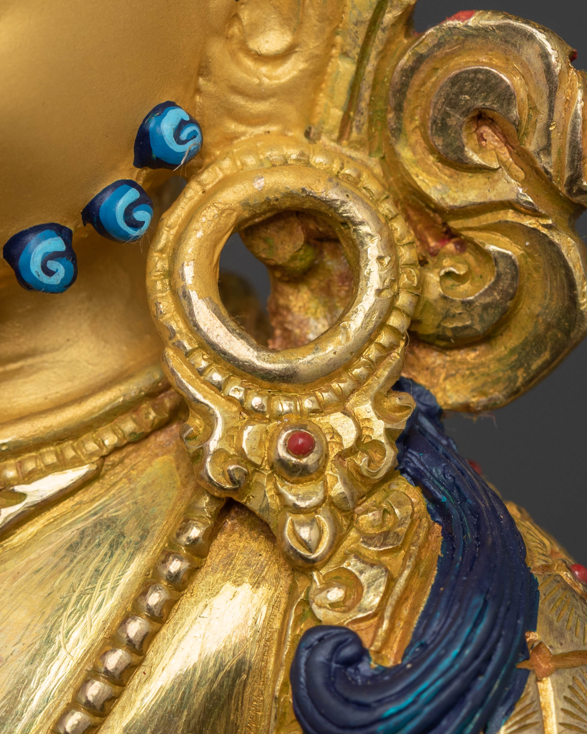 Majestic 24K Gold Gilded Sculpture of Dzambhala on Throne