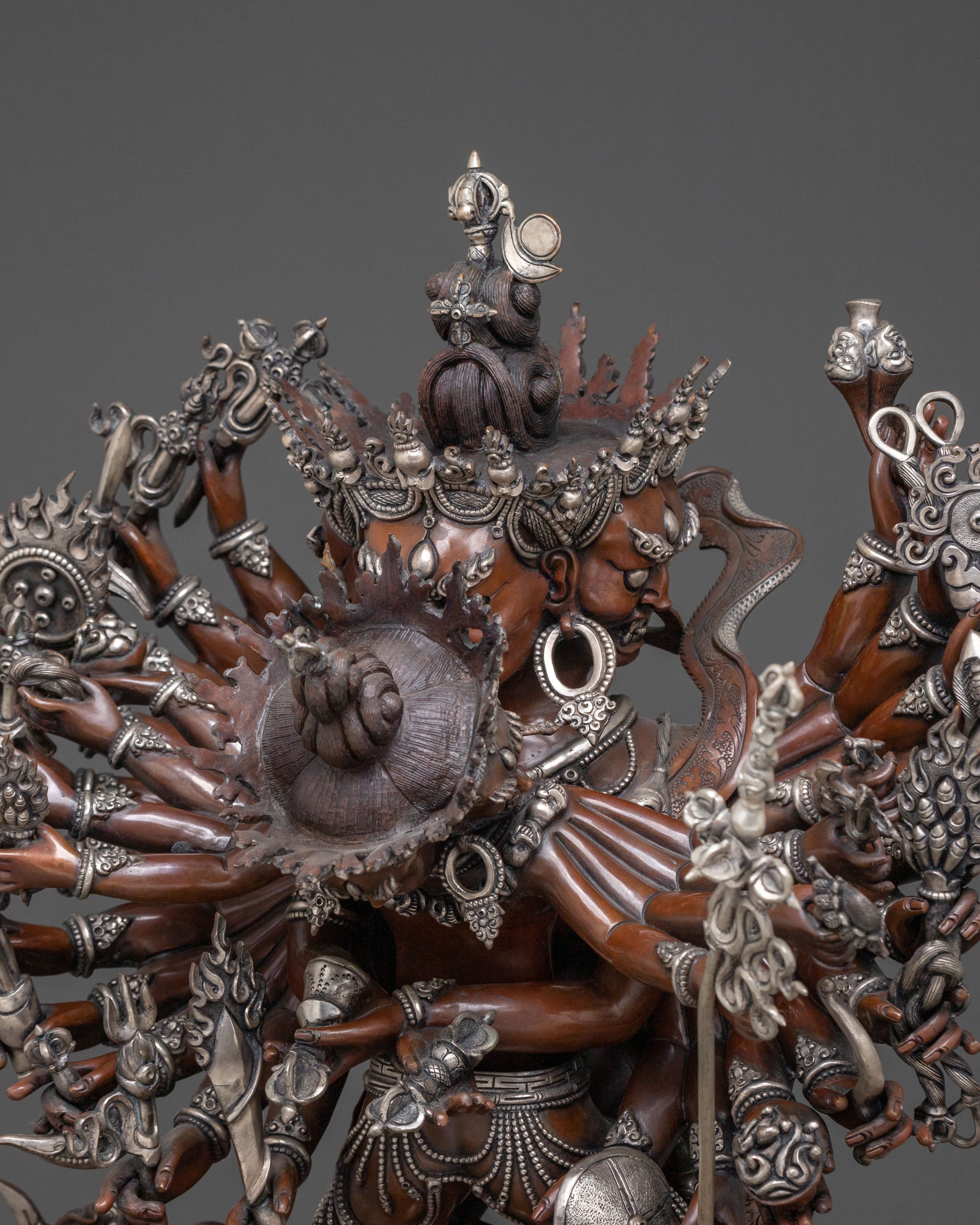 Kalachakra Handcrafted Statue | Silver-Plated Figurine