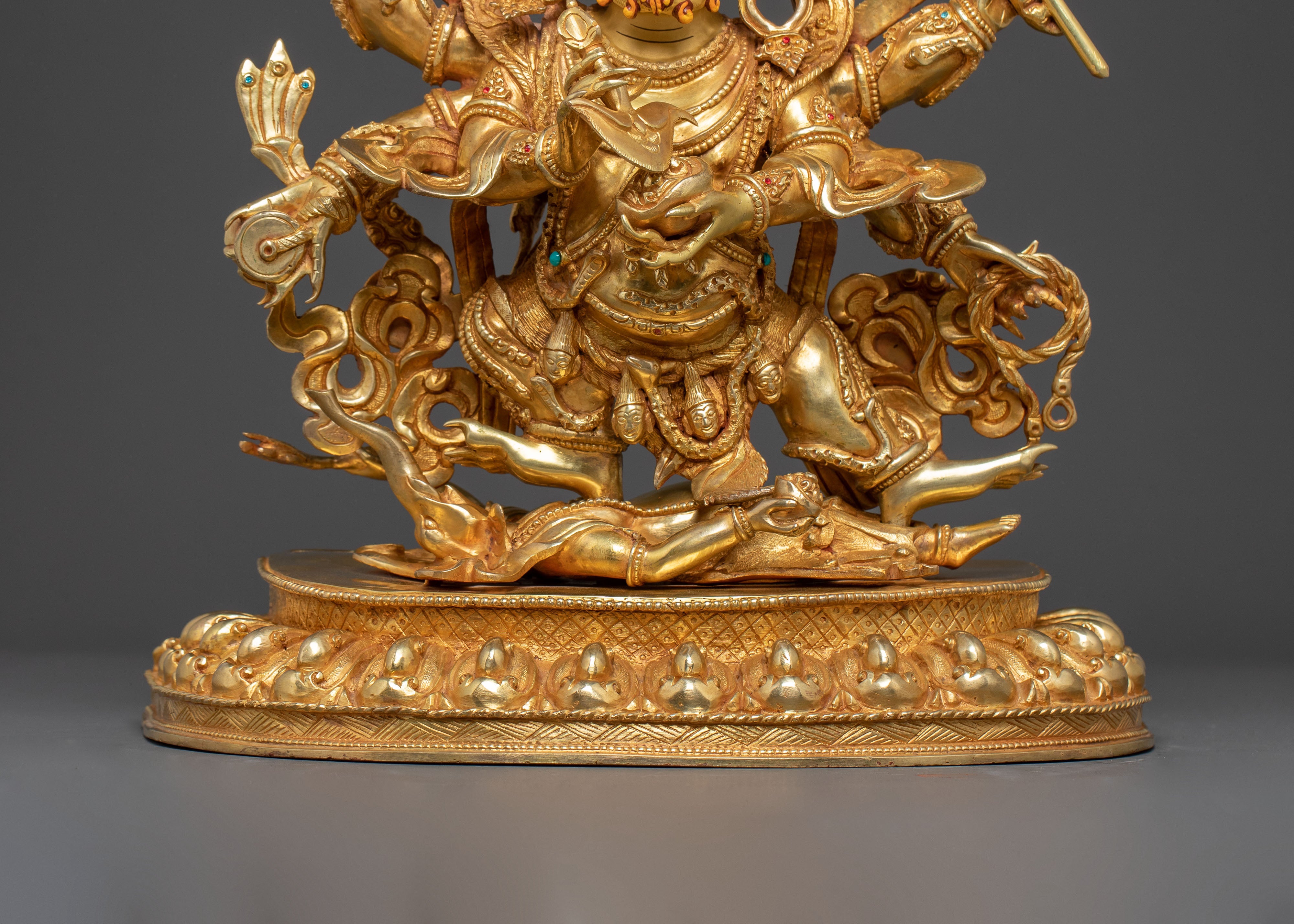 Handcrafted Six Armed Mahakala Copper Body Statue |  Majestic Protector