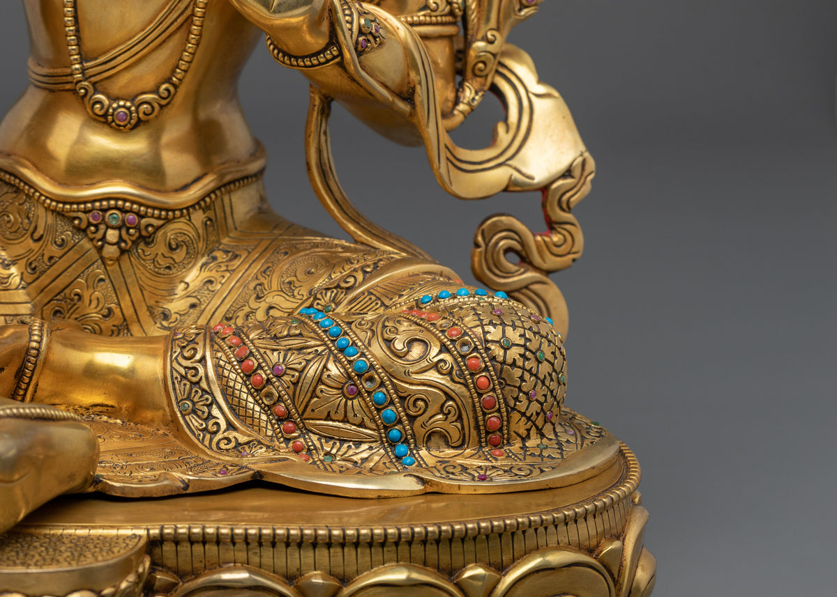 Tibetan Protector Figurine Green Tara in 24K Gold Gilded Copper